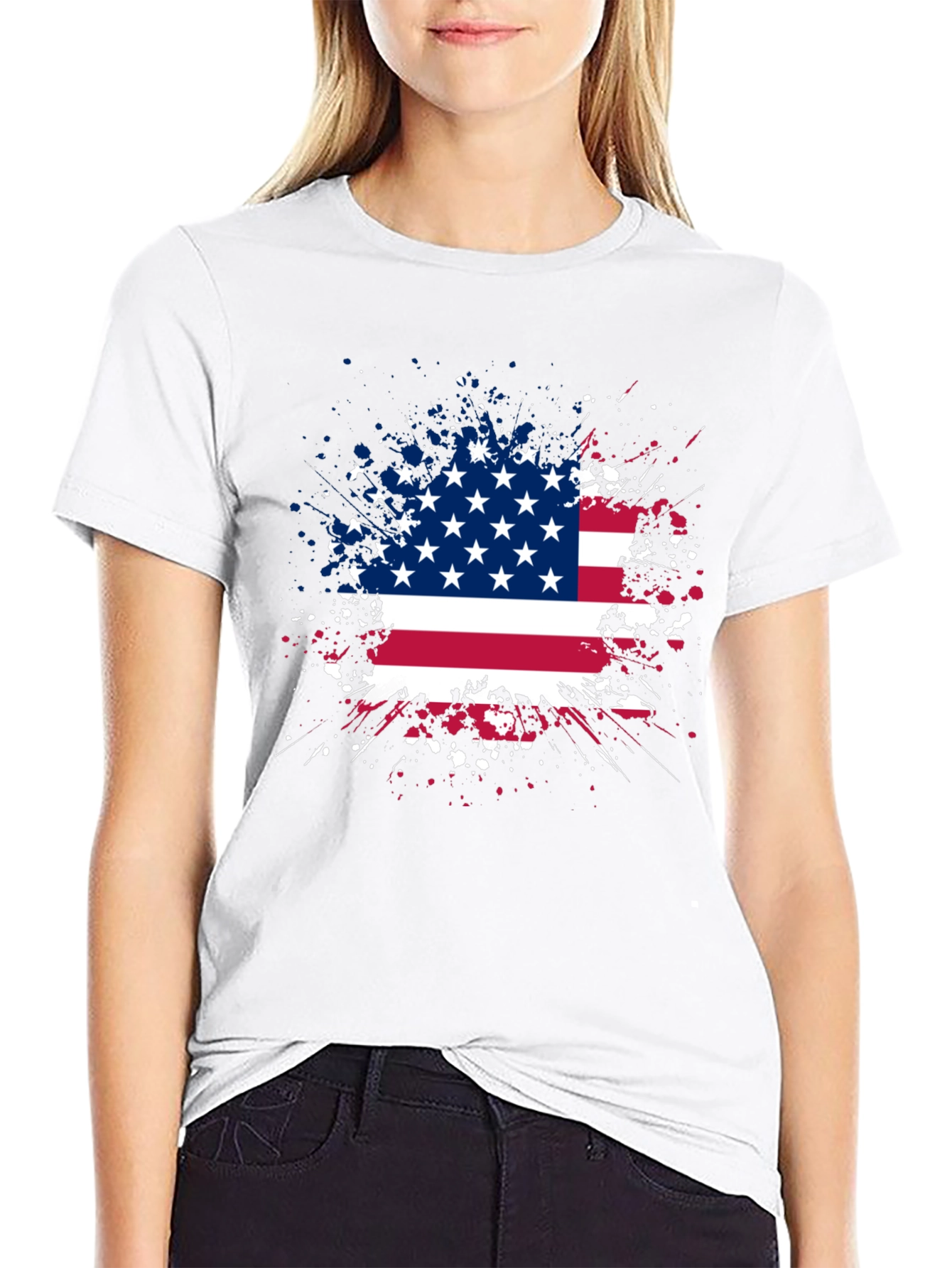 American Flag Splatter Graphic T-Shirt