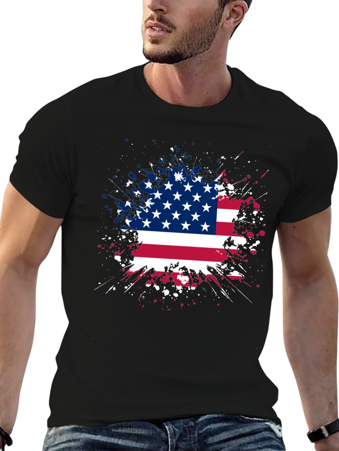 American Flag Splatter Graphic T-Shirt