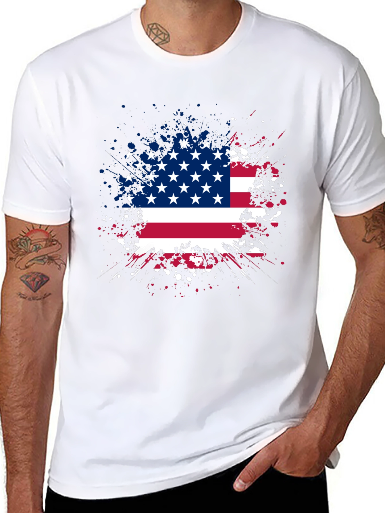 American Flag Splatter Graphic T-Shirt