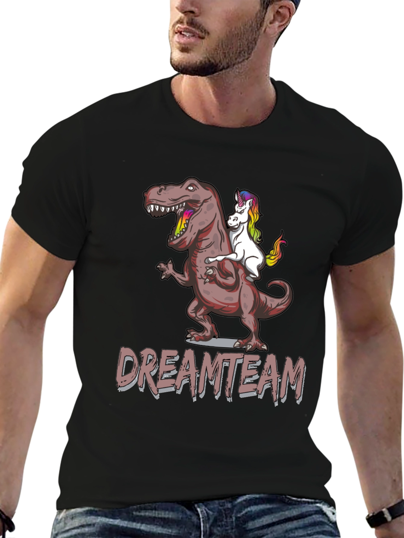 Dream Team T-Shirt: T-Rex Riding Unicorn