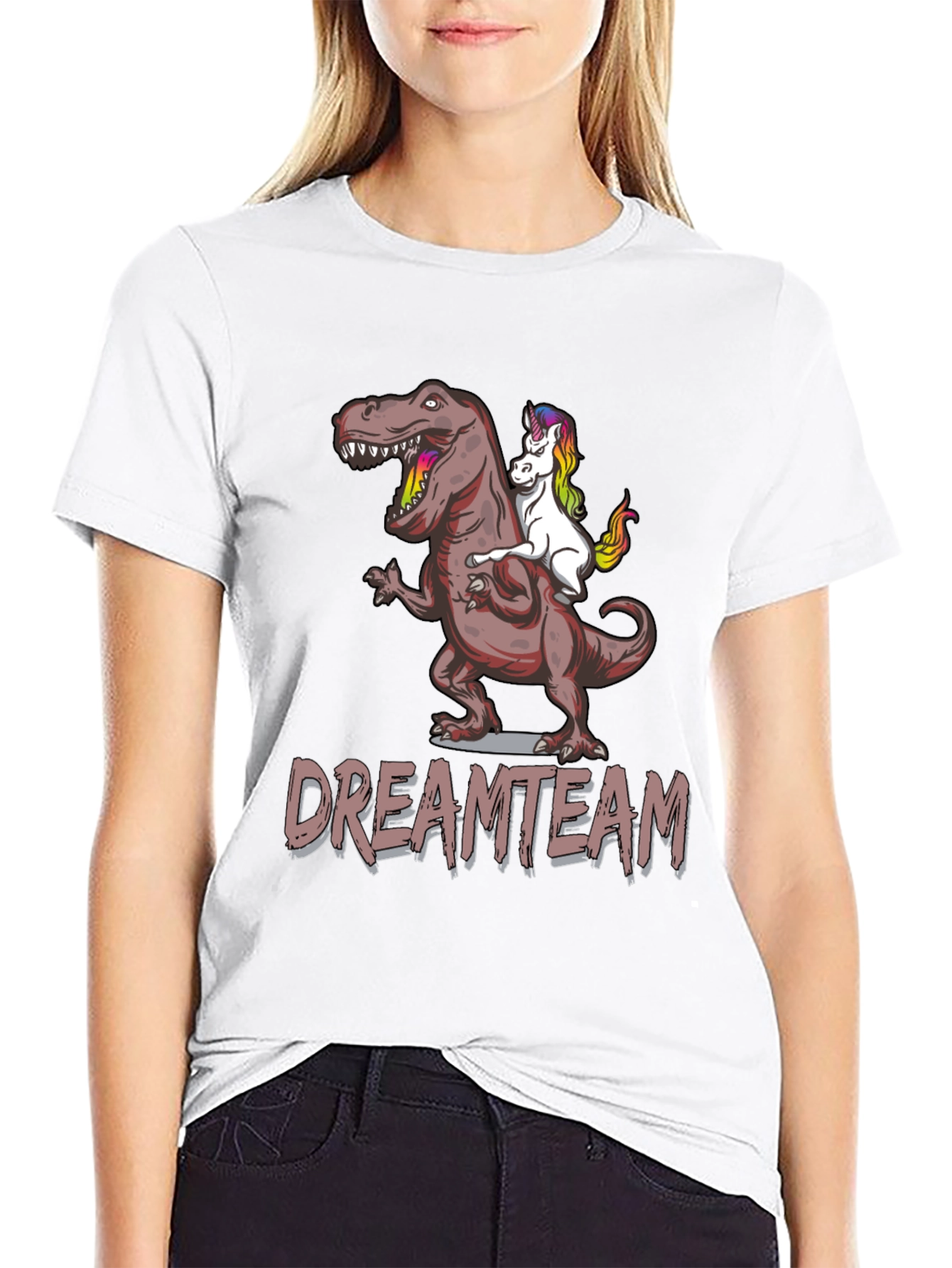 Dream Team T-Shirt: T-Rex Riding Unicorn