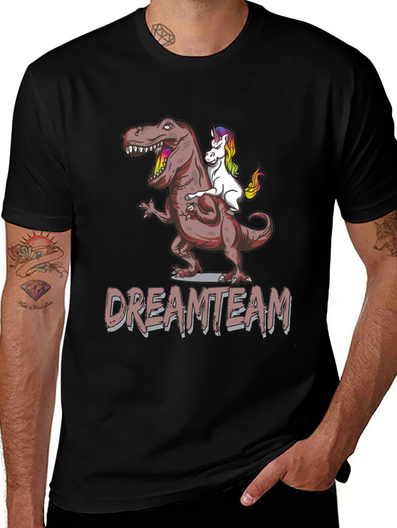 Dream Team T-Shirt: T-Rex Riding Unicorn