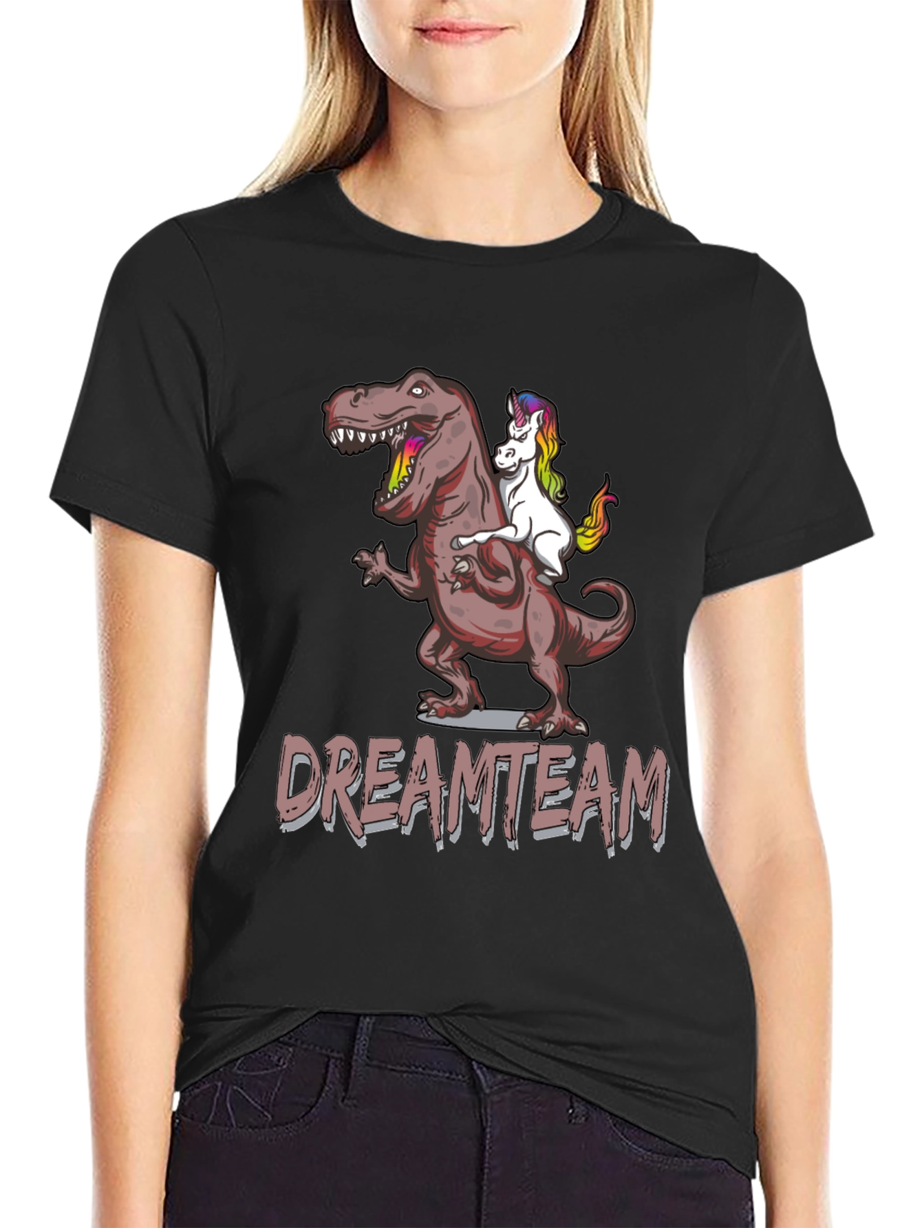 Dream Team T-Shirt: T-Rex Riding Unicorn