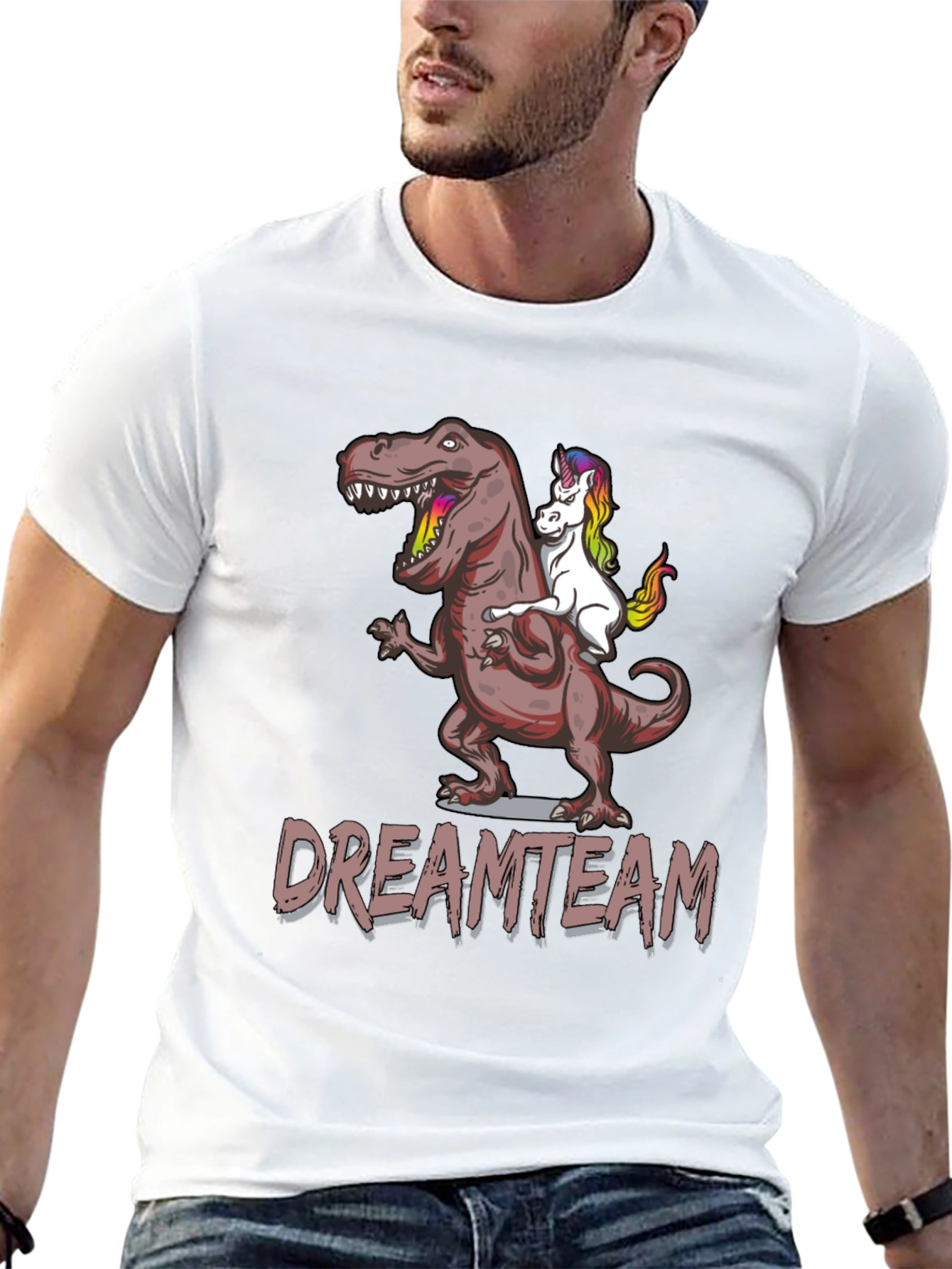 Dream Team T-Shirt: T-Rex Riding Unicorn