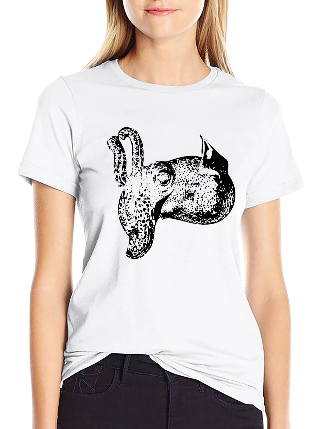 Cuttlefish Graphic Tee - Stylish Black Cotton T-Shirt