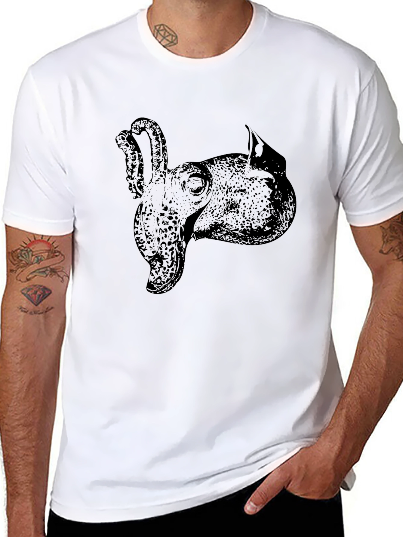 Cuttlefish Graphic Tee - Stylish Black Cotton T-Shirt