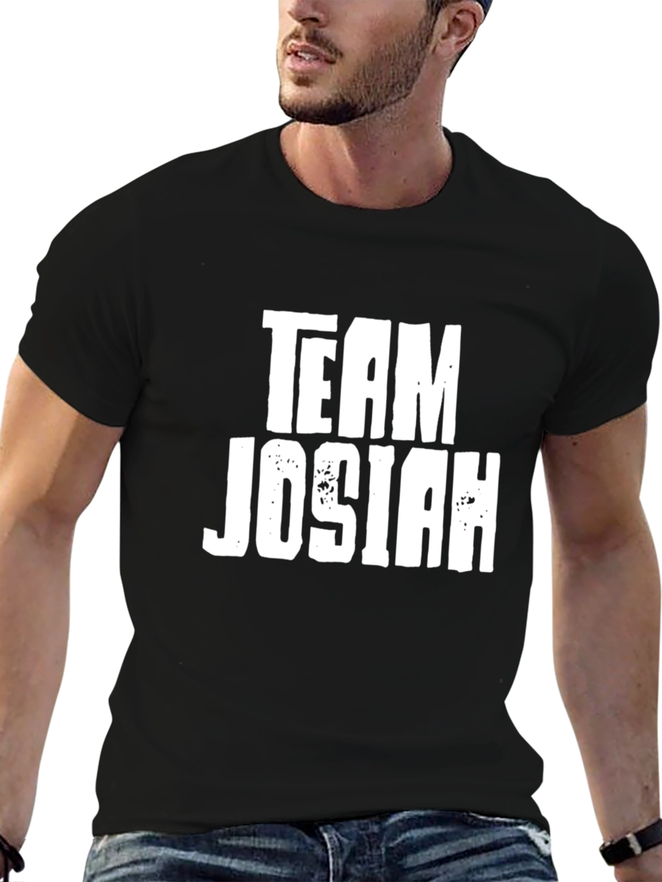 Team Josiah Black Cotton Graphic Tee Shirt