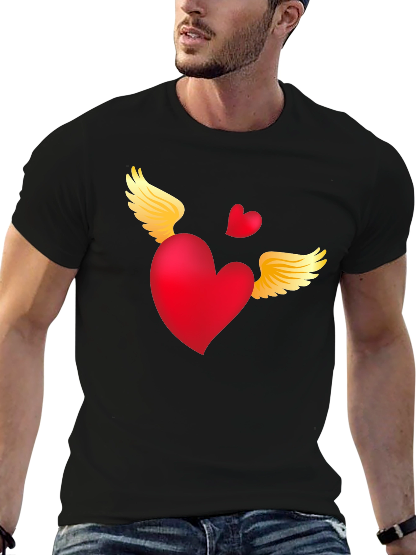 Heart with Wings Graphic Tee - Black