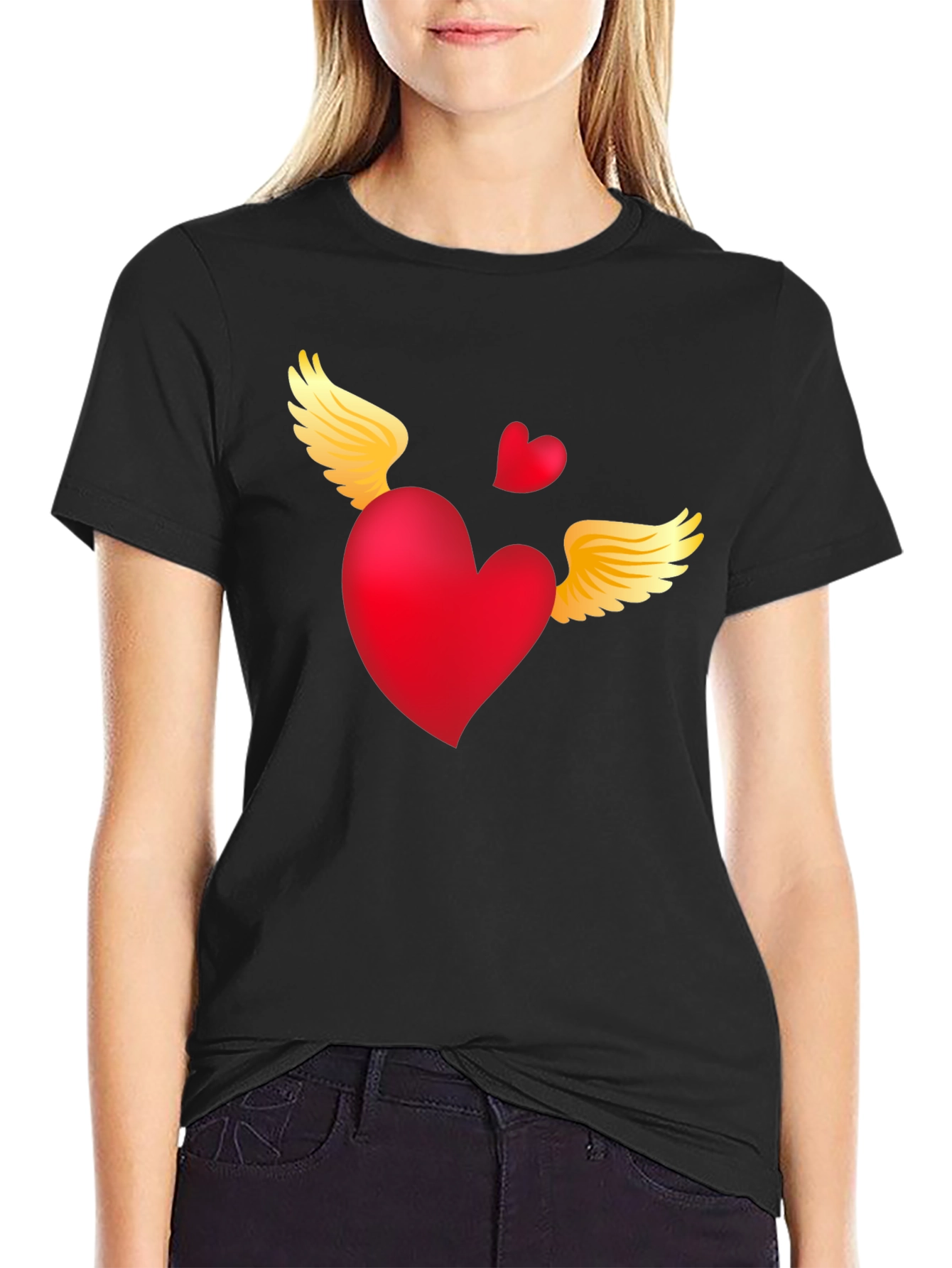 Heart with Wings Graphic Tee - Black