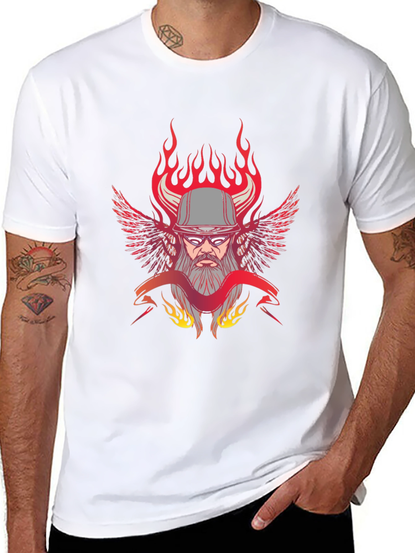 Flaming Biker Graphic T-Shirt