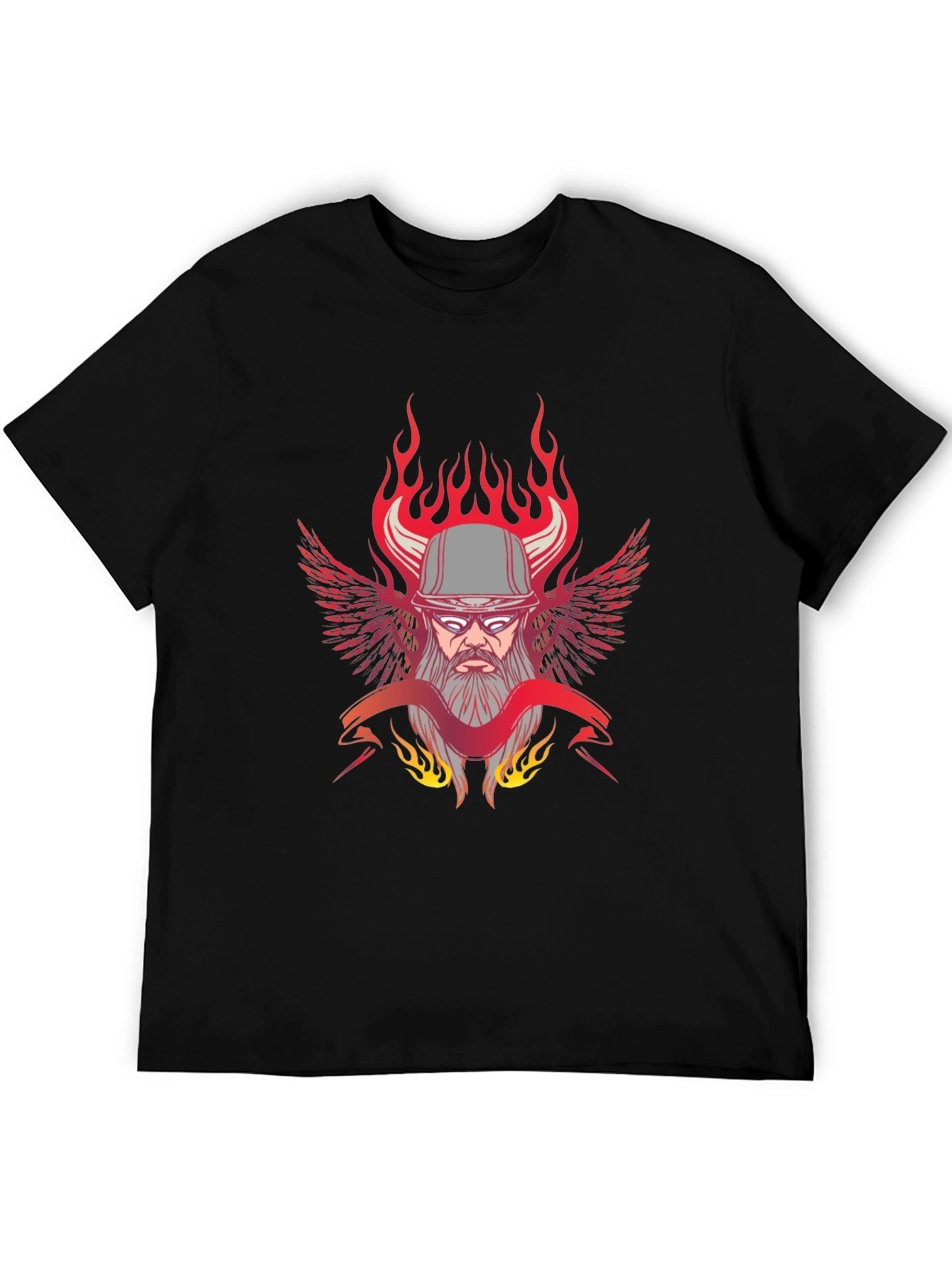 Flaming Biker Graphic T-Shirt