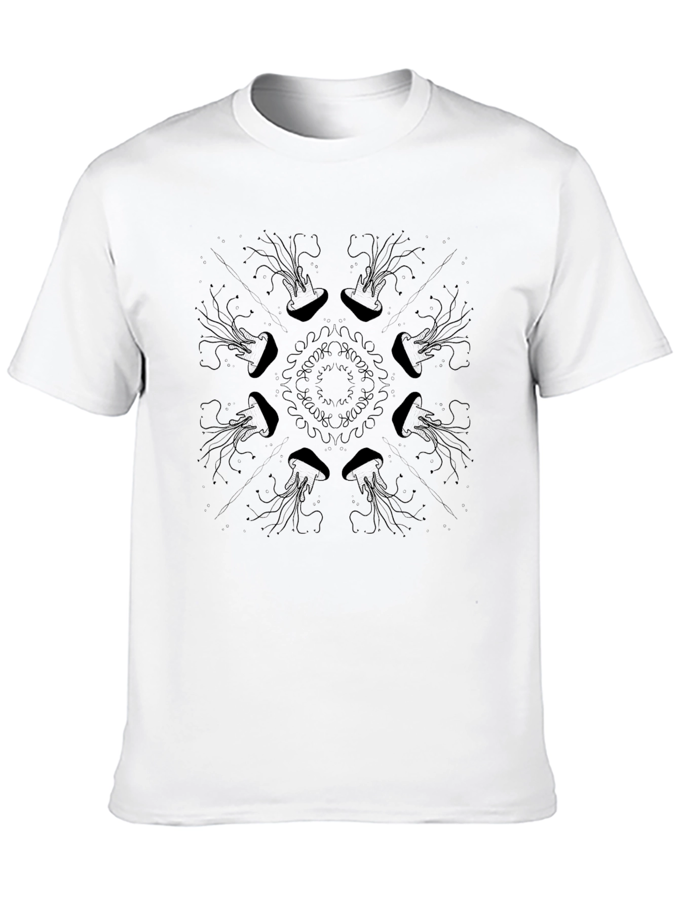 Black Jellyfish Mandala Graphic Tee