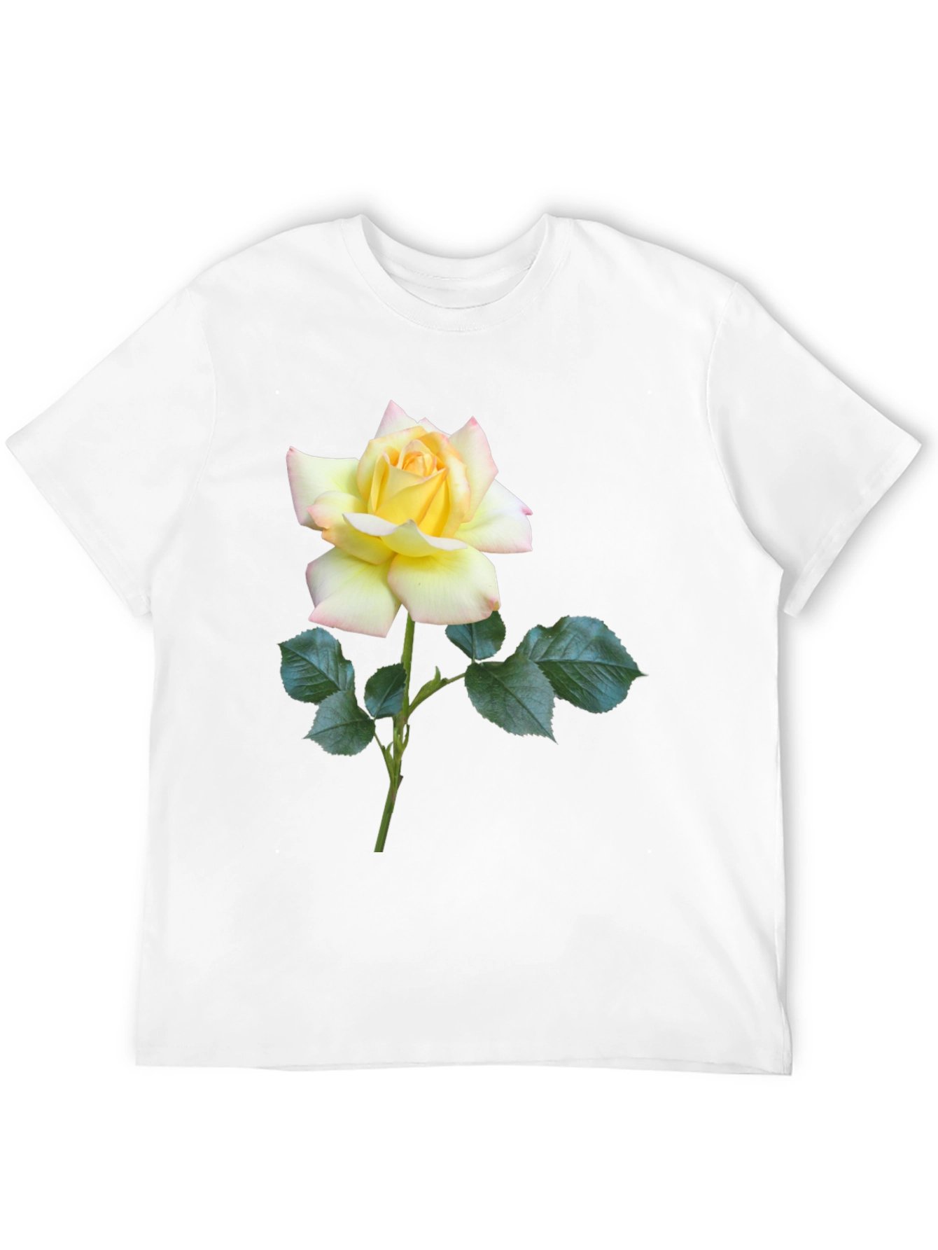Black T-Shirt with Yellow Rose Graphic