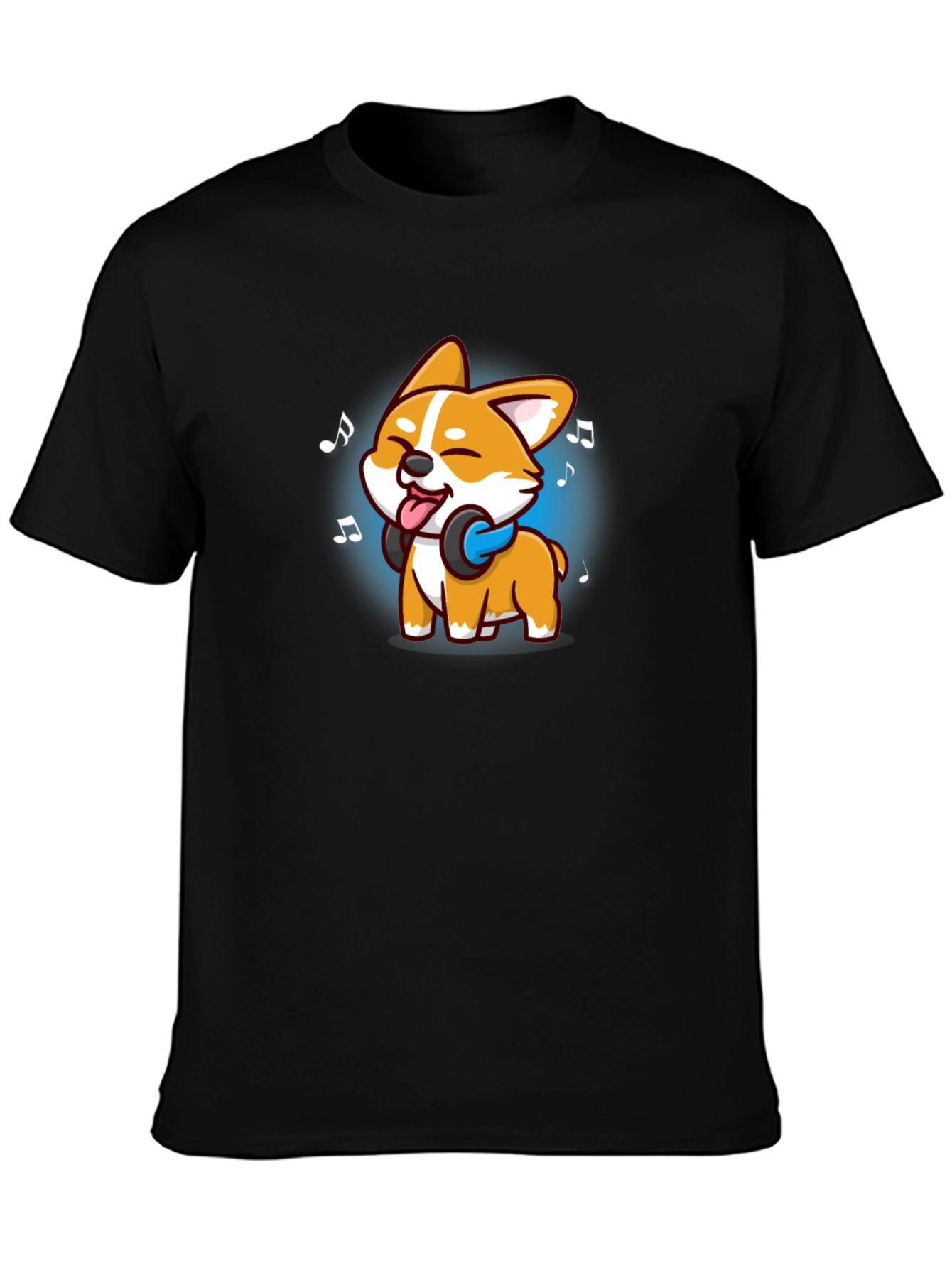 Cute Dog with Headphones Graphic T-Shirt