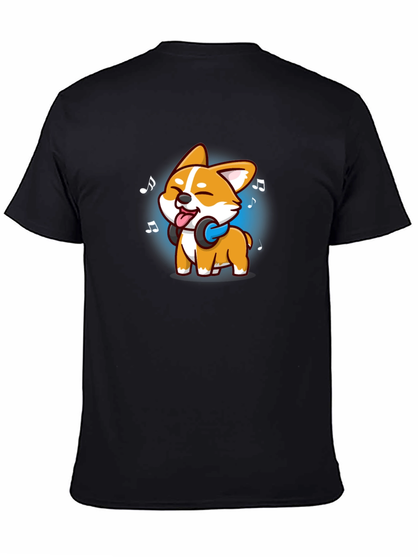 Cute Dog with Headphones Graphic T-Shirt