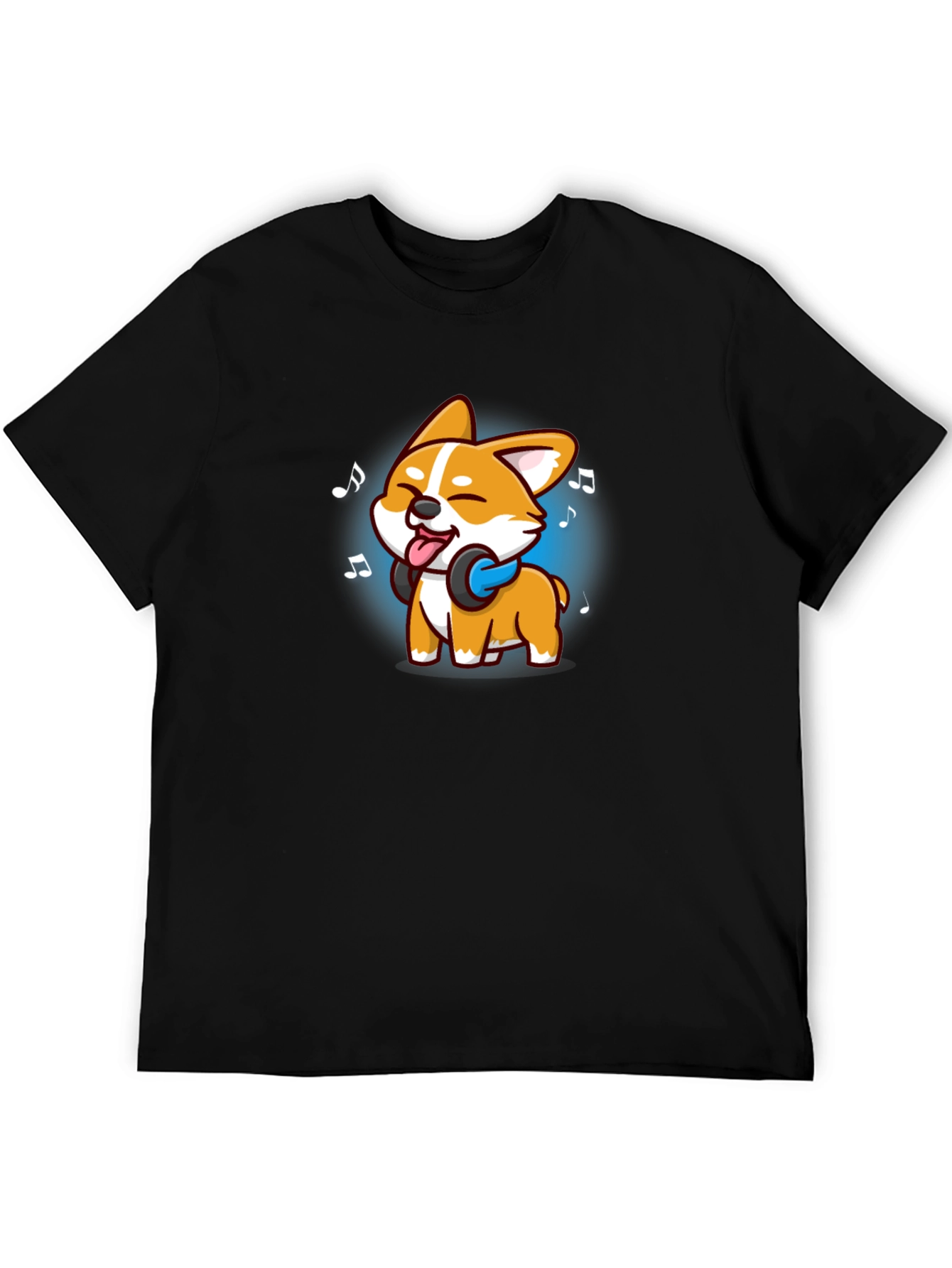 Cute Dog with Headphones Graphic T-Shirt