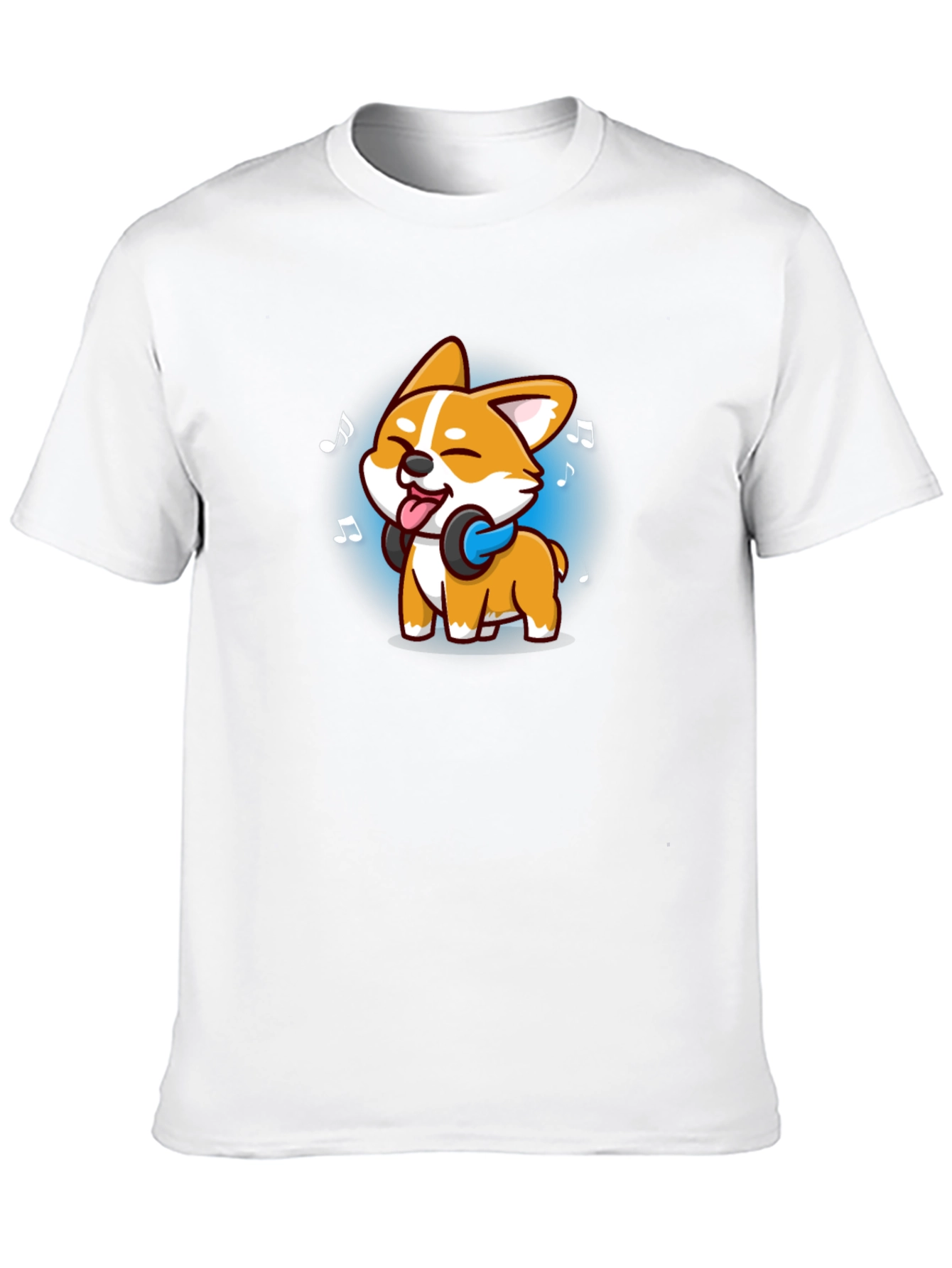 Cute Dog with Headphones Graphic T-Shirt
