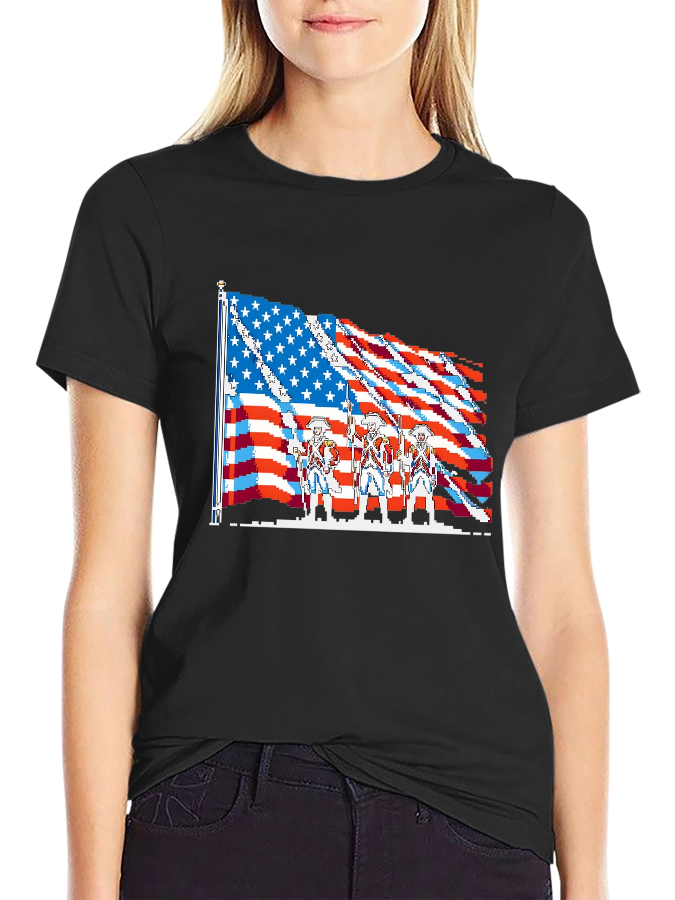 American Flag Pixel Art T-Shirt