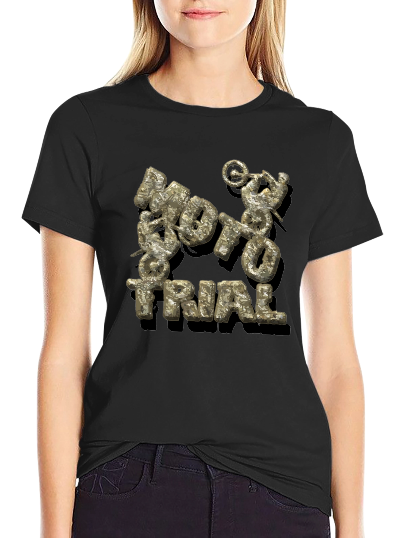 Moto Trial Graphic Print Black T-Shirt