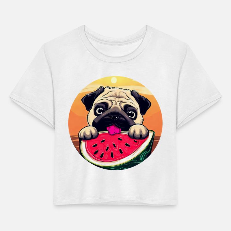 Pug with Melon at Sunset, Summery Dog Motif