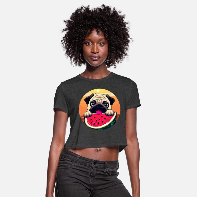 Pug with Melon at Sunset, Summery Dog Motif