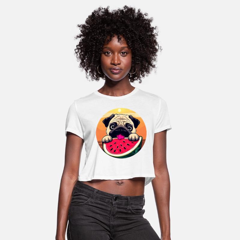 Pug with Melon at Sunset, Summery Dog Motif