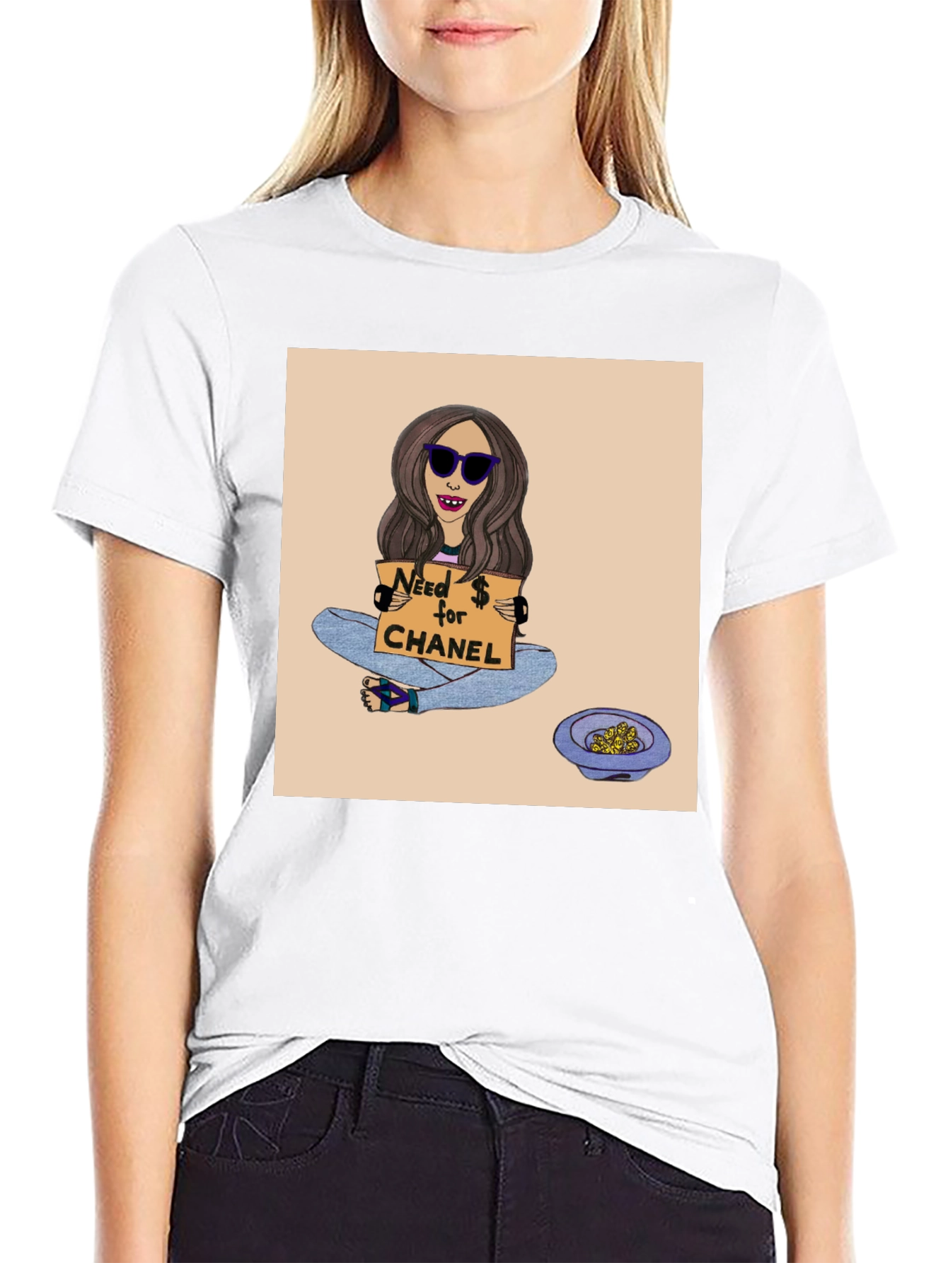 Novelty Graphic Tee: Need $ for Chanel