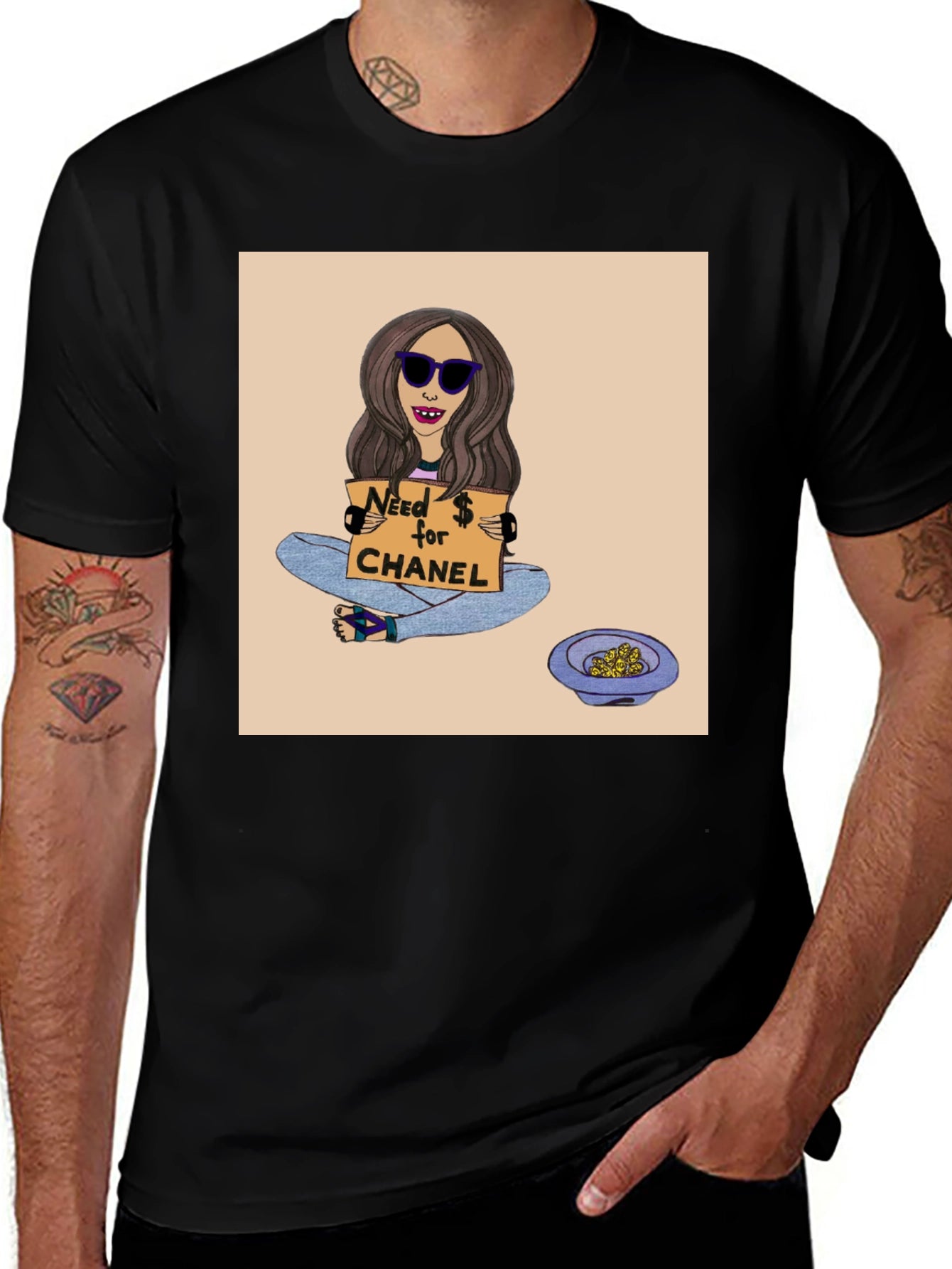 Novelty Graphic Tee: Need $ for Chanel