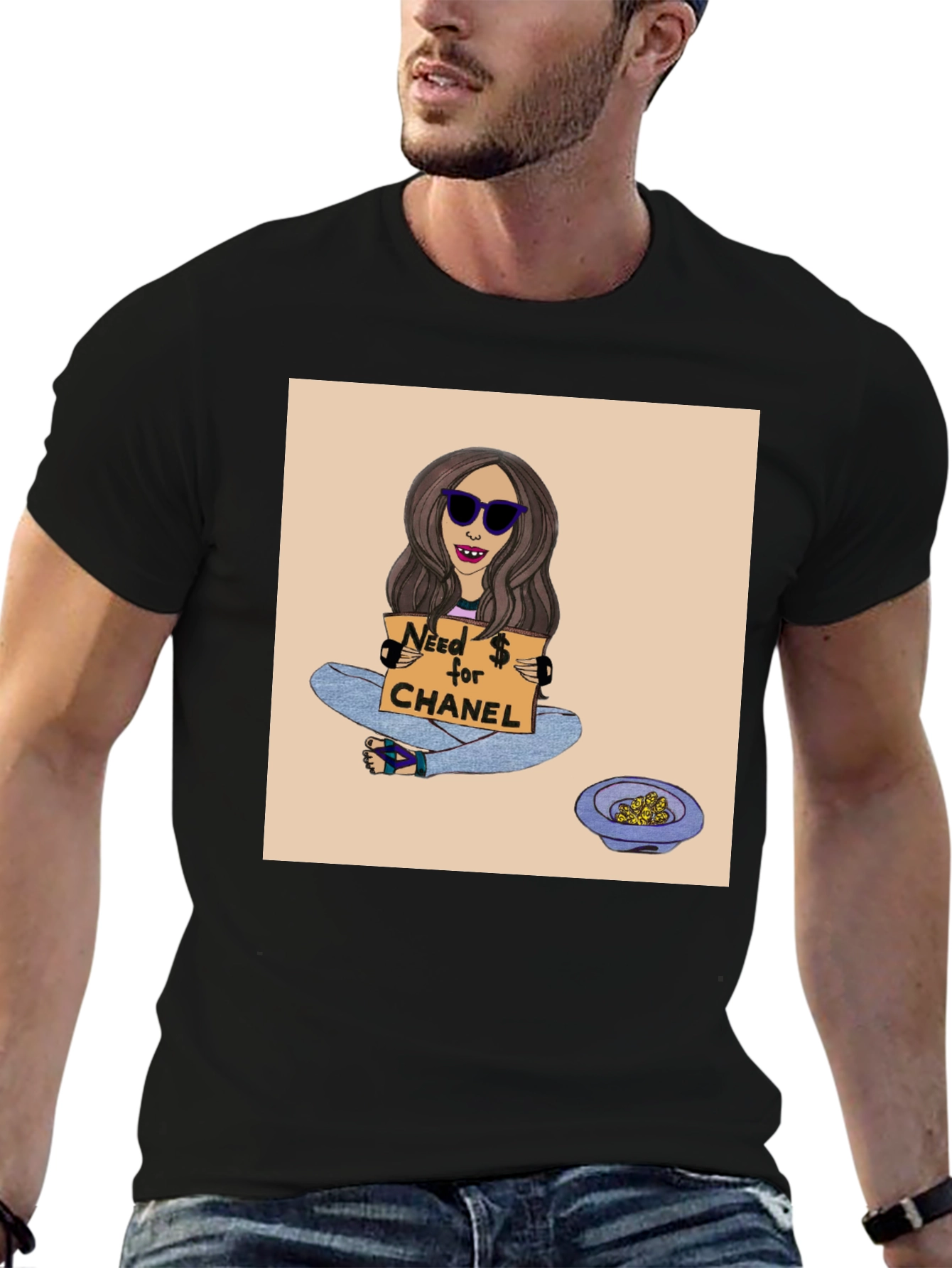 Novelty Graphic Tee: Need $ for Chanel