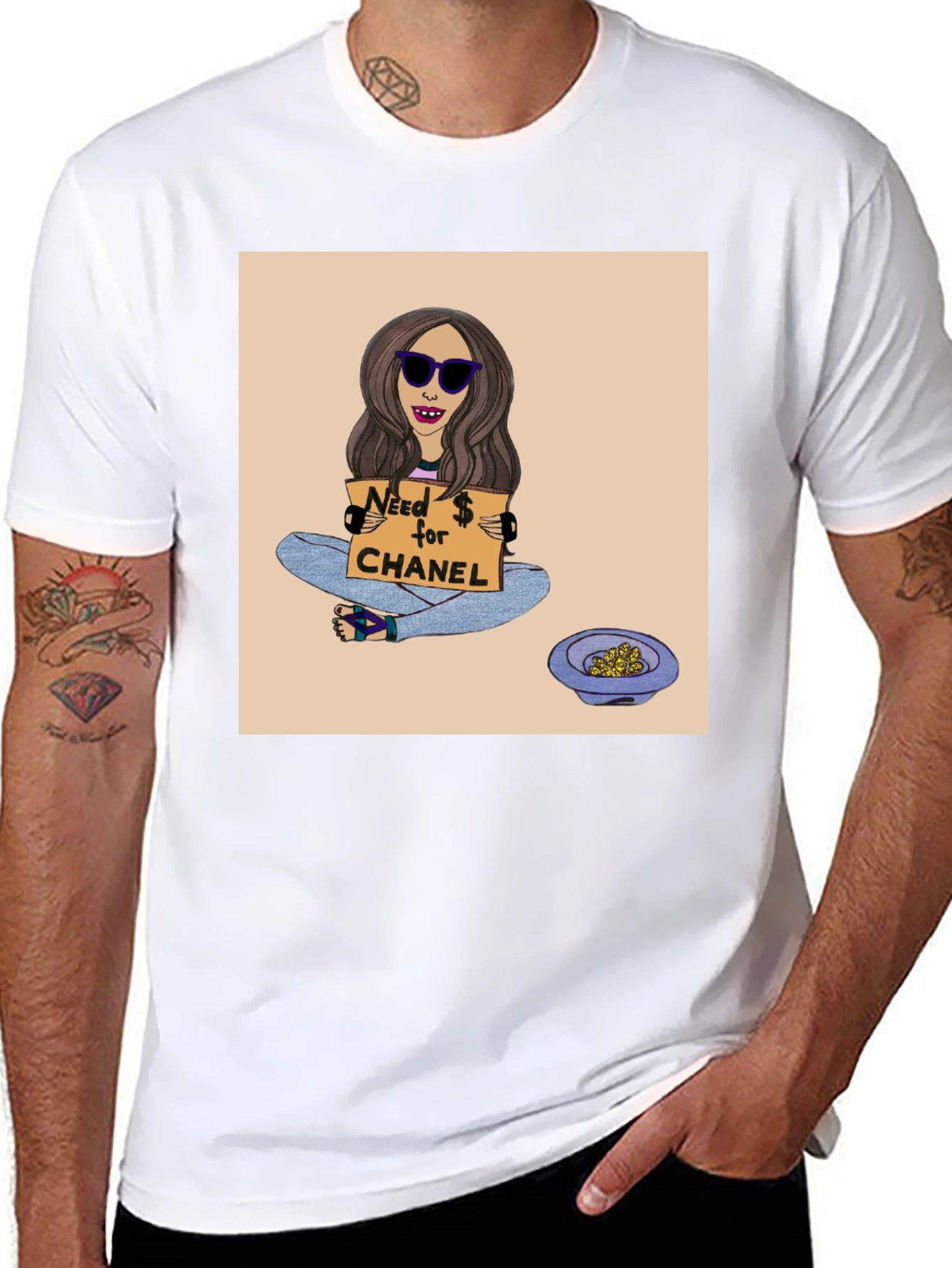 Novelty Graphic Tee: Need $ for Chanel