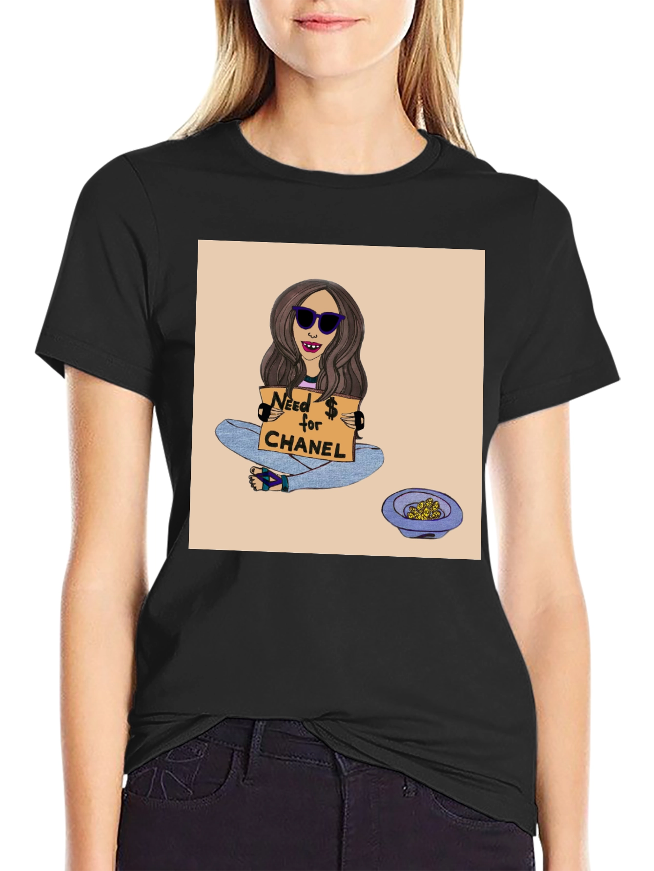 Novelty Graphic Tee: Need $ for Chanel