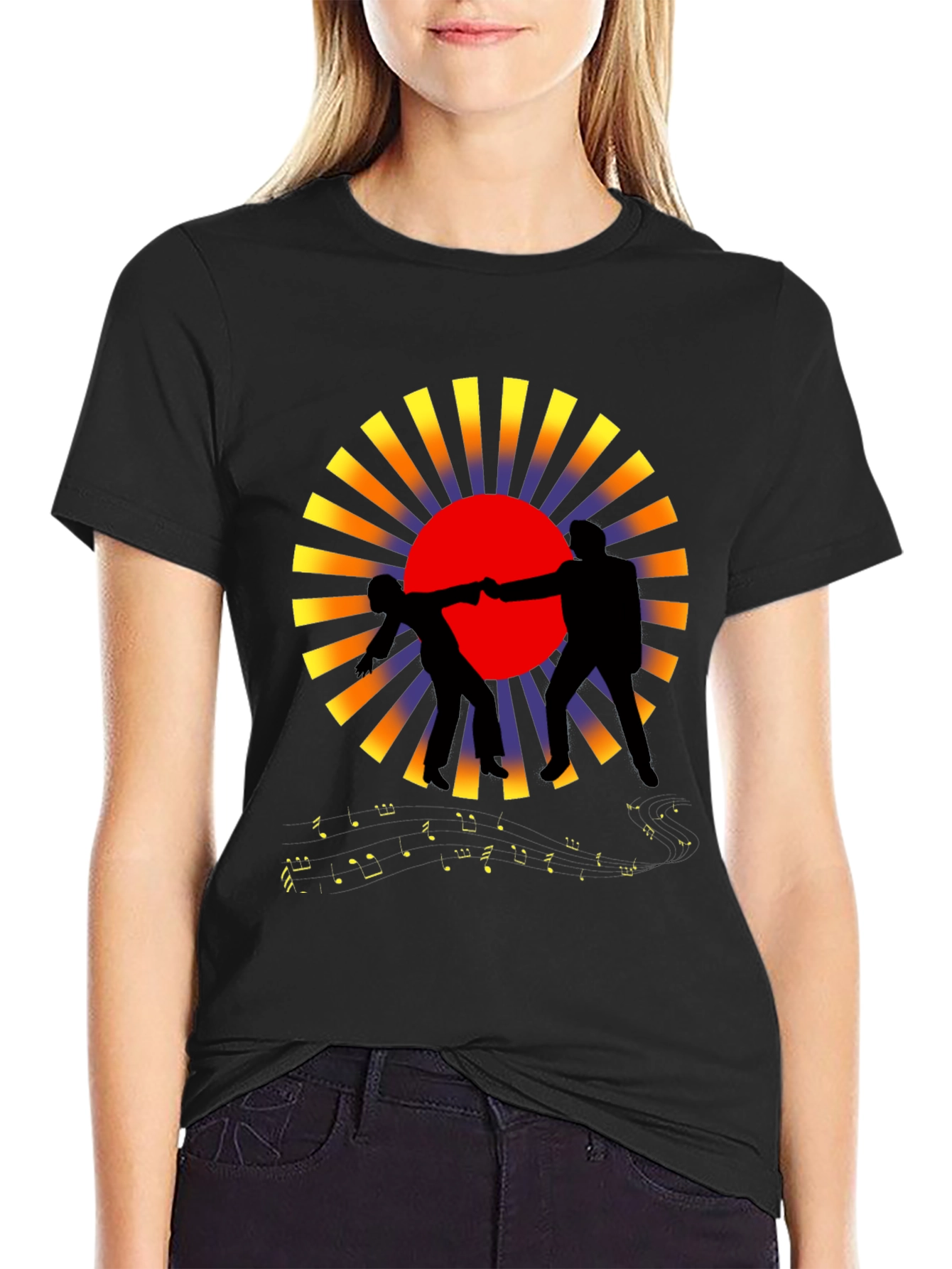 Sunset Fist Bump Black Graphic Tee