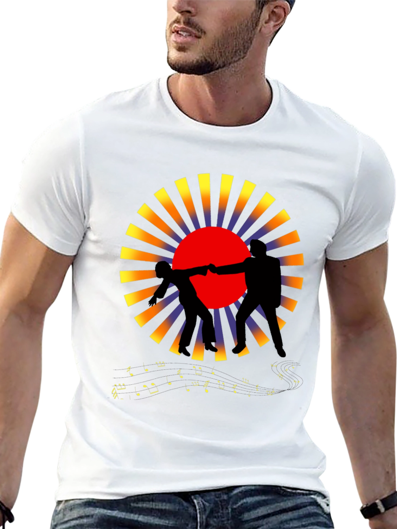 Sunset Fist Bump Black Graphic Tee