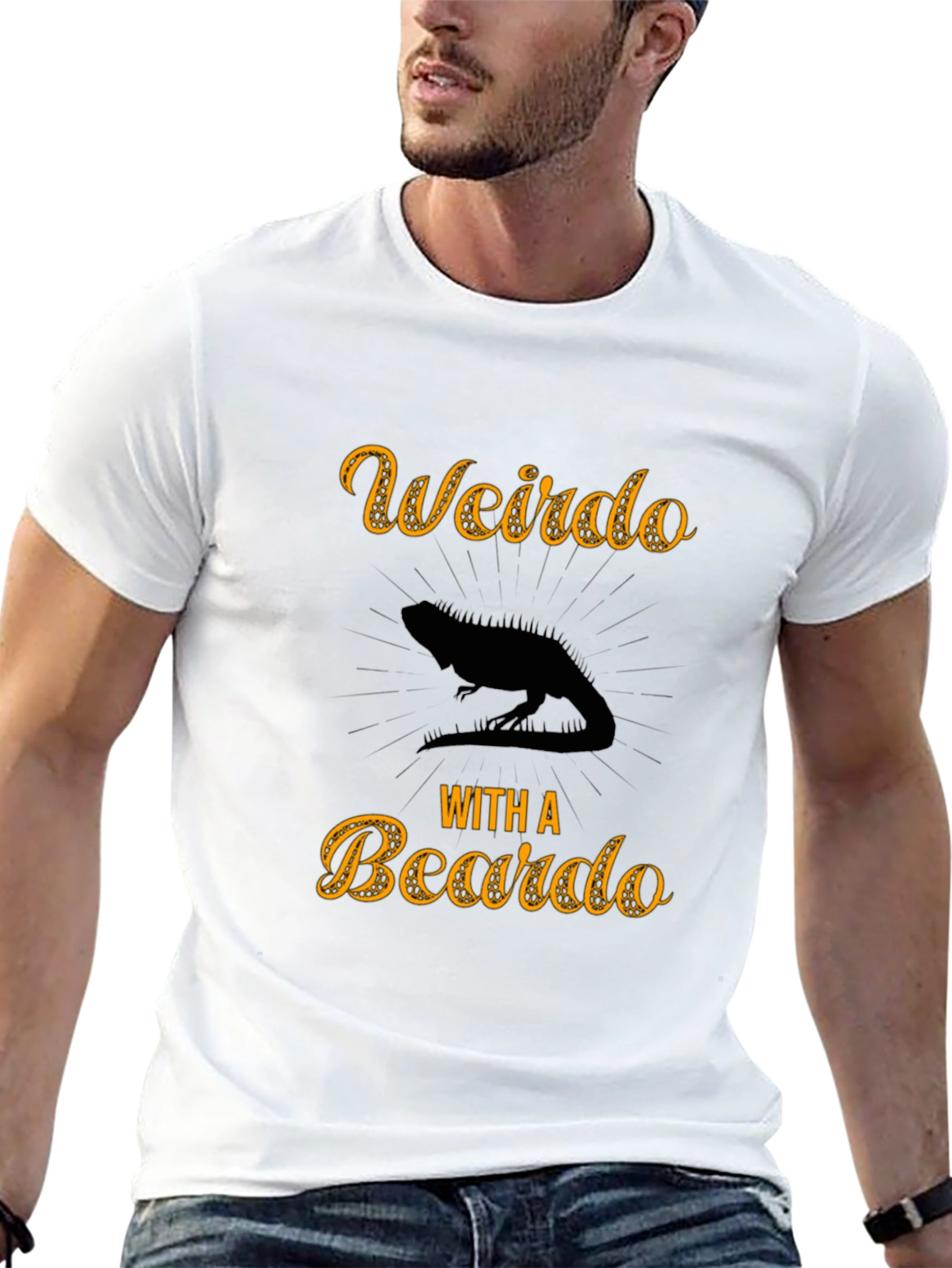 Weirdo With a Beardo Lizard Mens Black T-Shirt