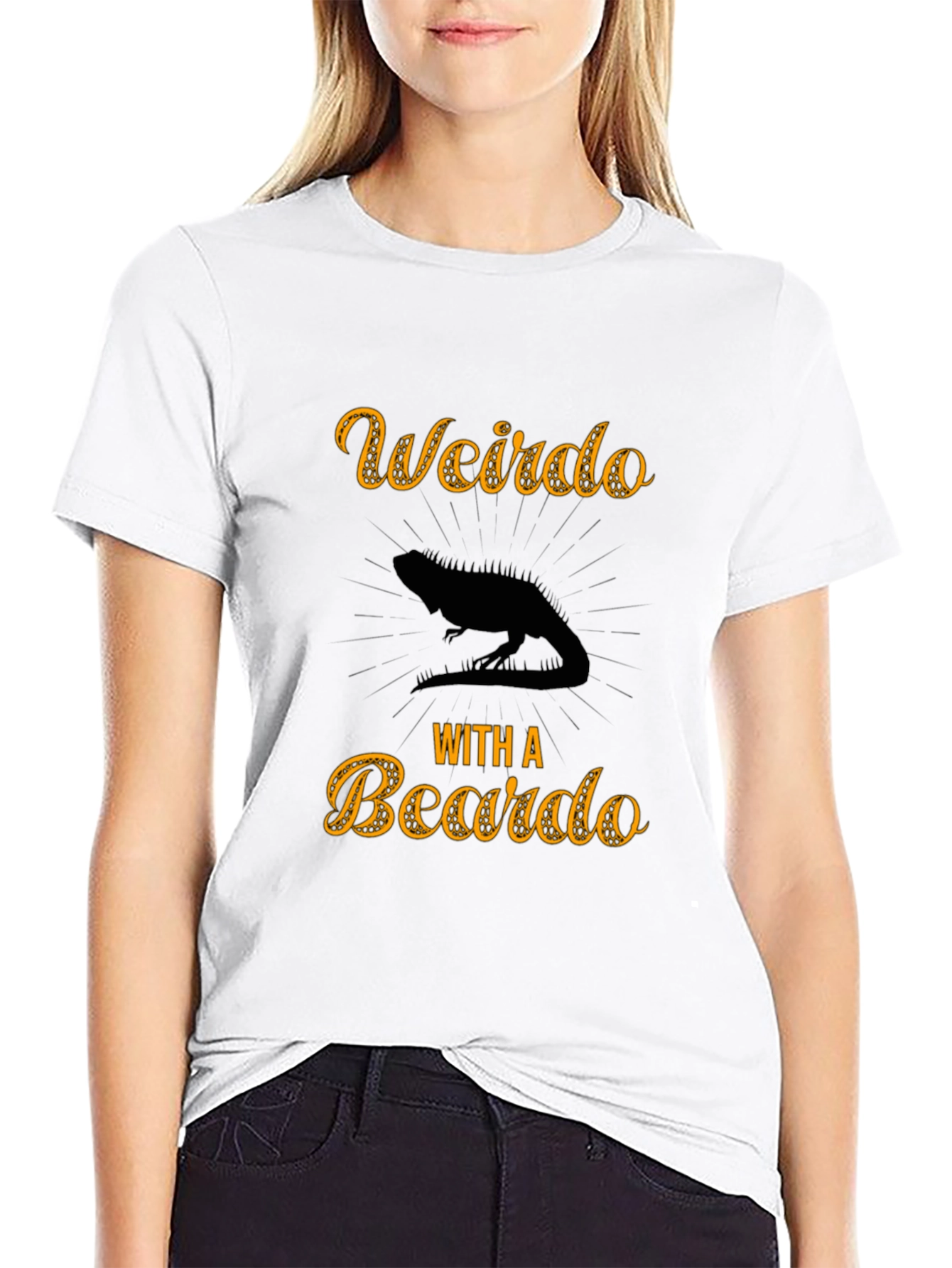 Weirdo With a Beardo Lizard Mens Black T-Shirt