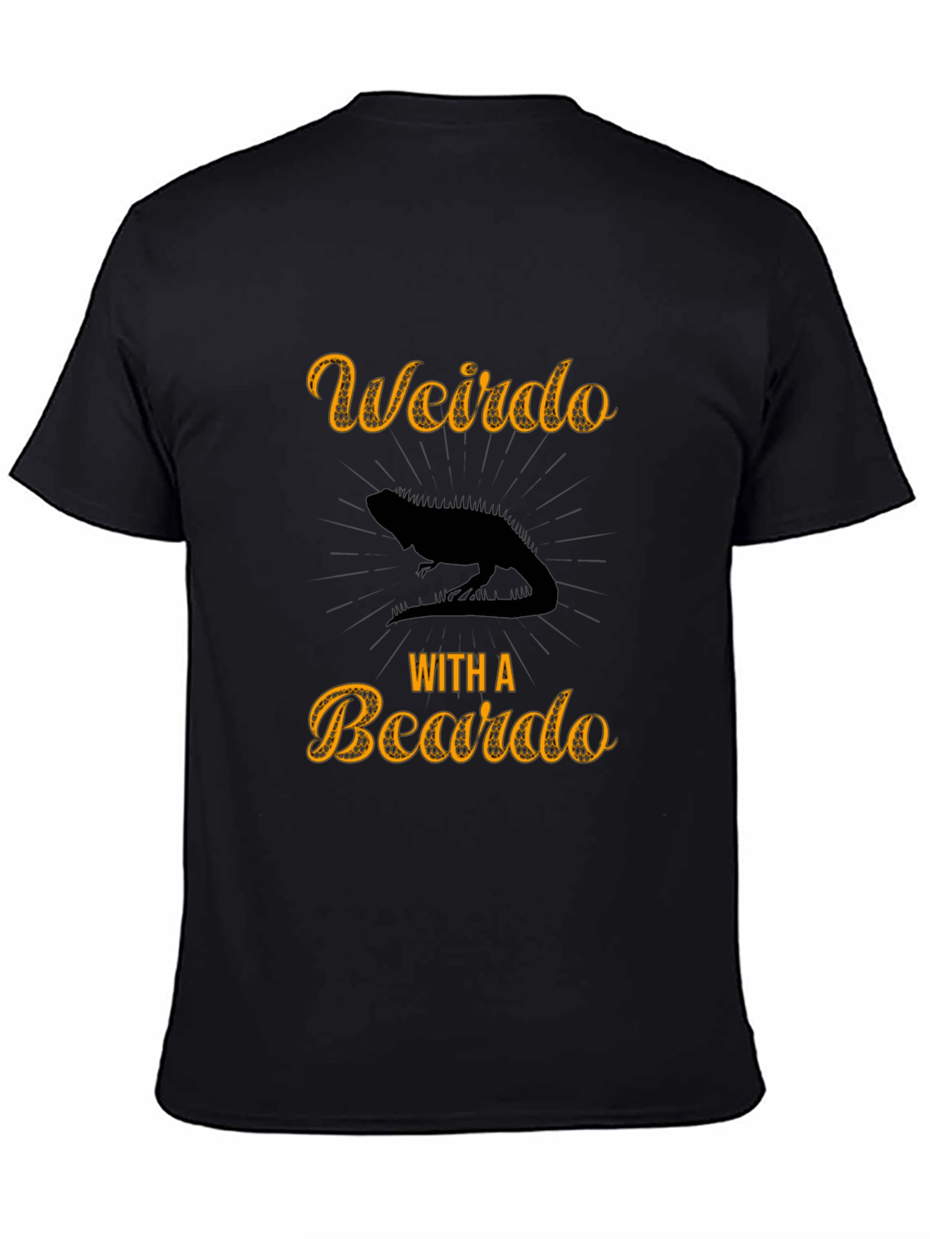Weirdo With a Beardo Lizard Mens Black T-Shirt