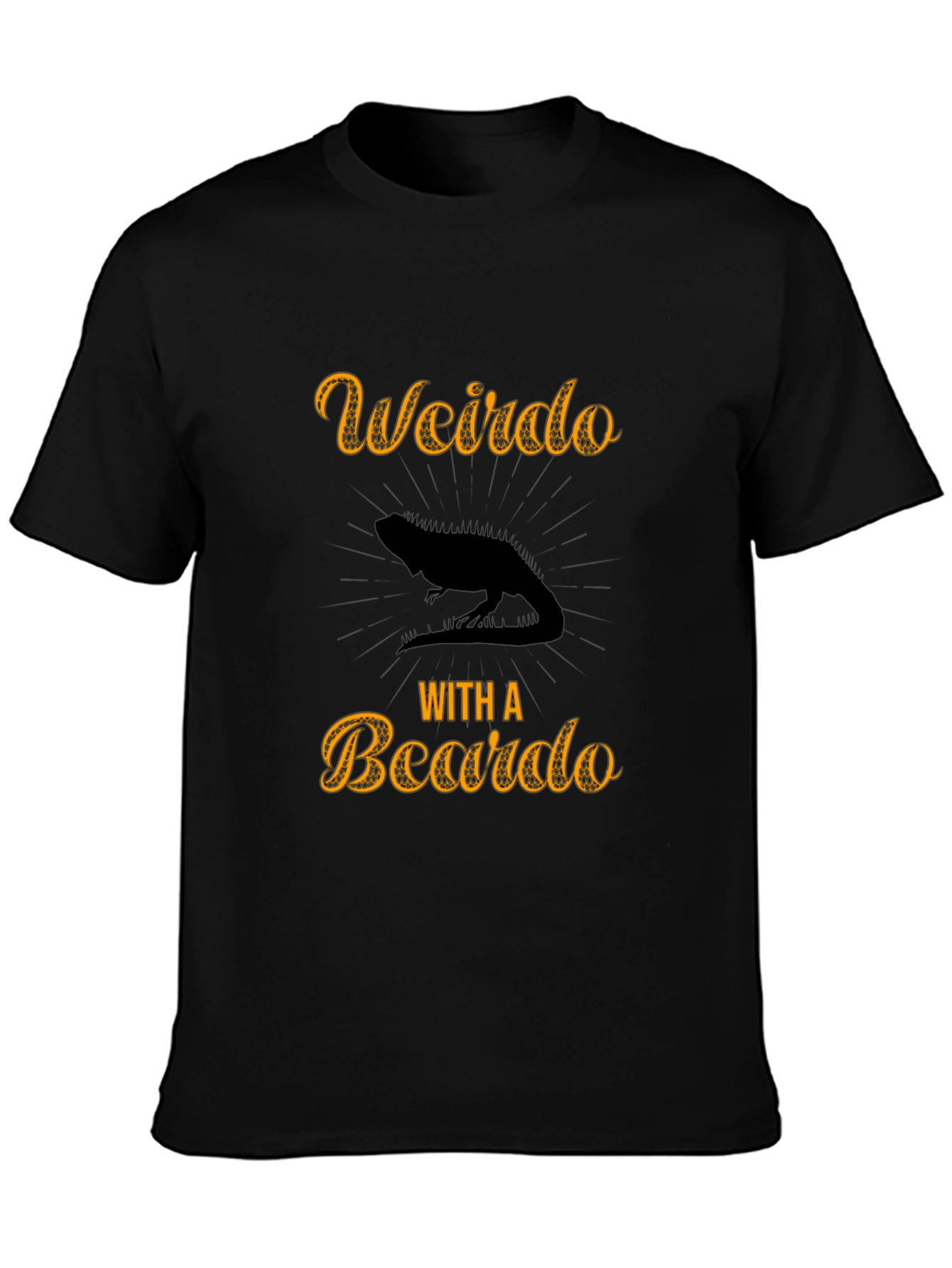 Weirdo With a Beardo Lizard Mens Black T-Shirt