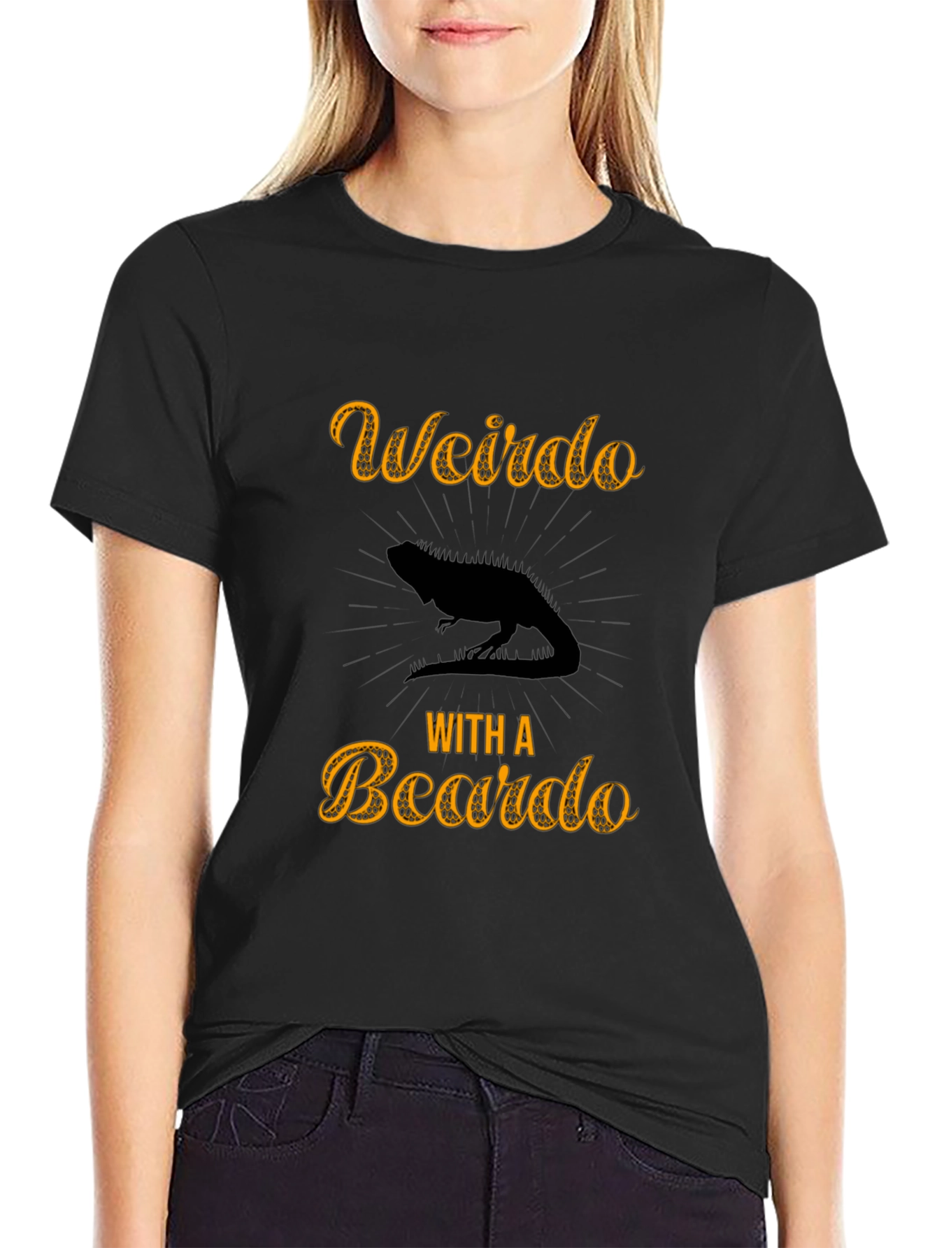 Weirdo With a Beardo Lizard Mens Black T-Shirt