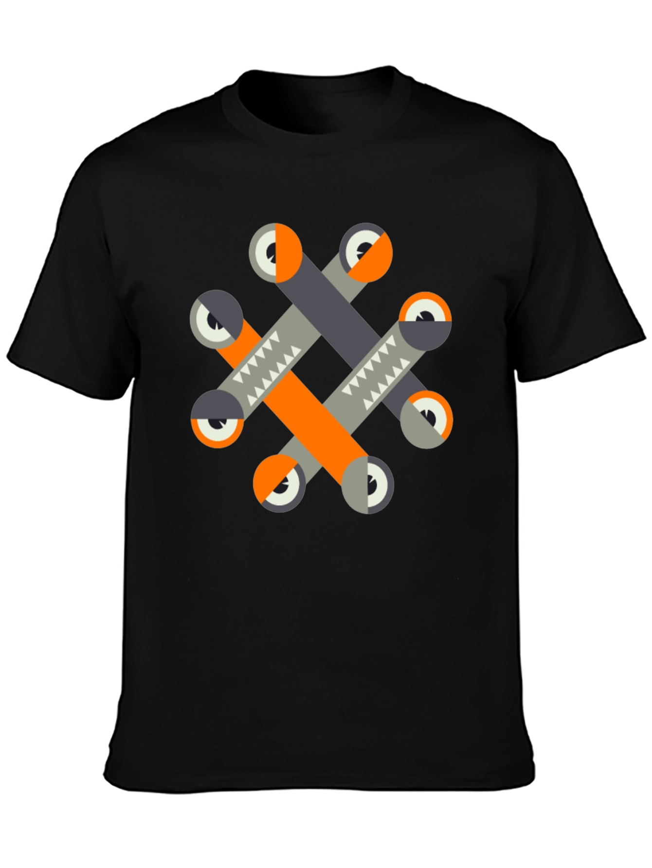 Geometric Eye Pattern Black Graphic Tee