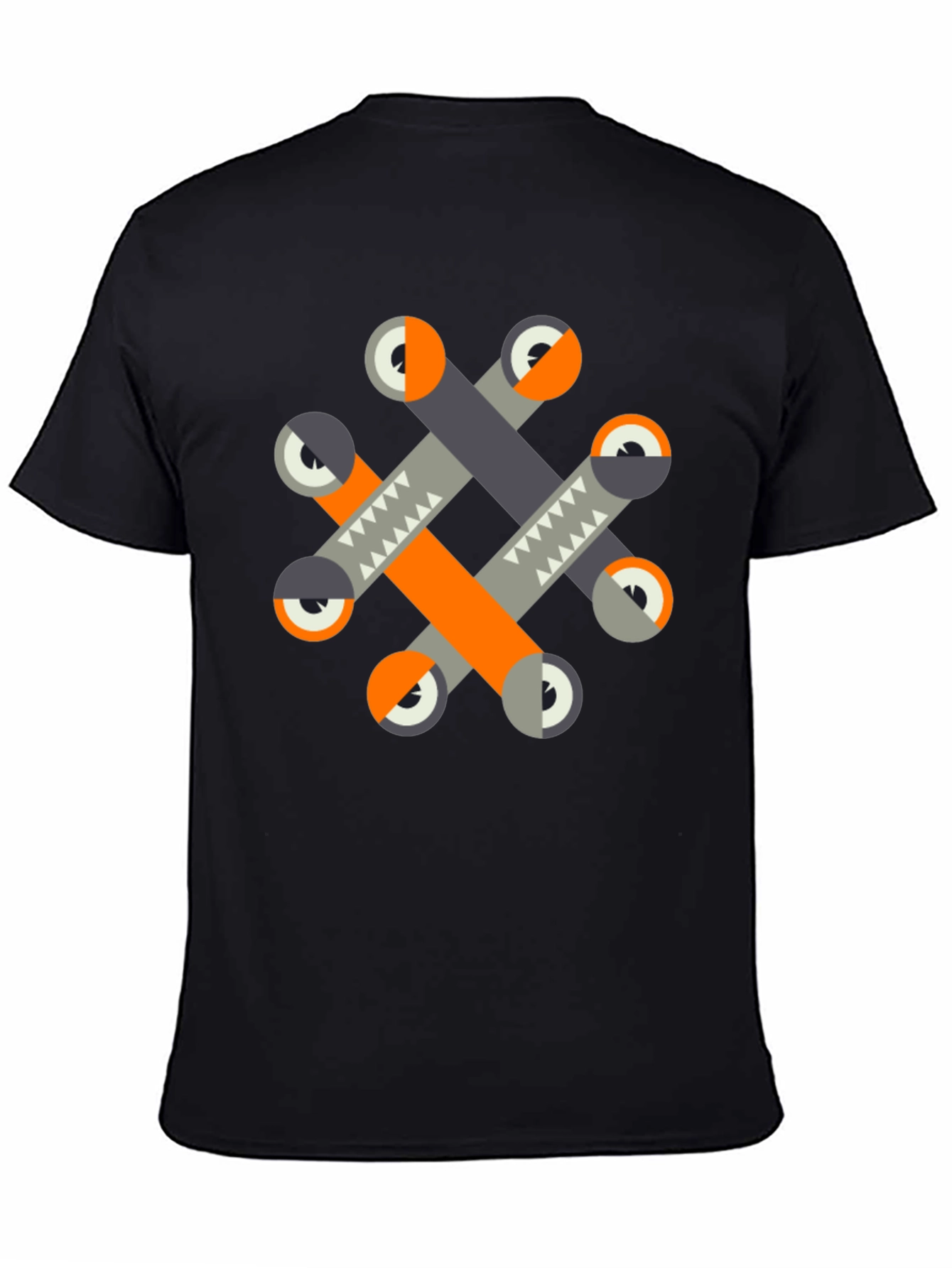 Geometric Eye Pattern Black Graphic Tee