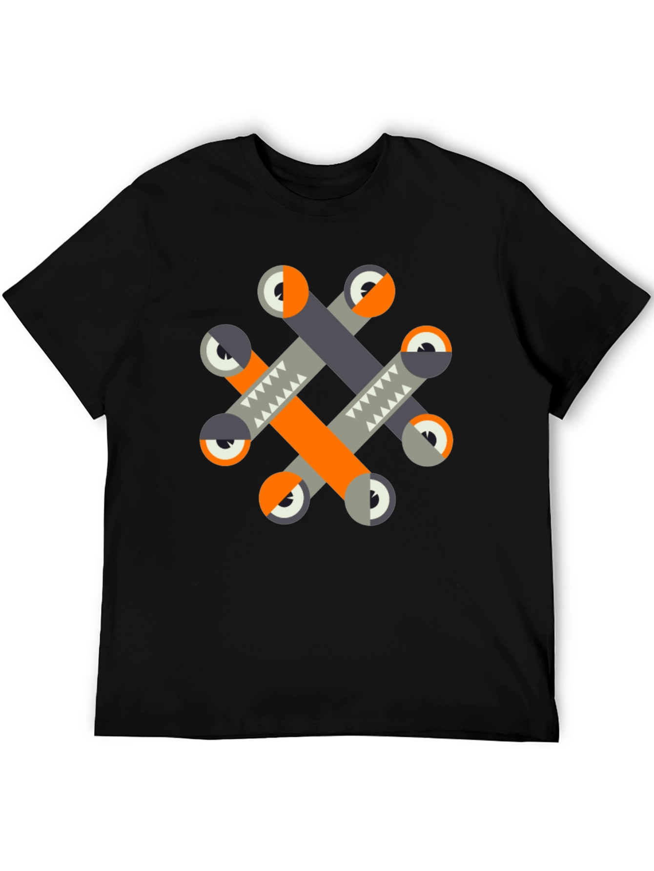 Geometric Eye Pattern Black Graphic Tee
