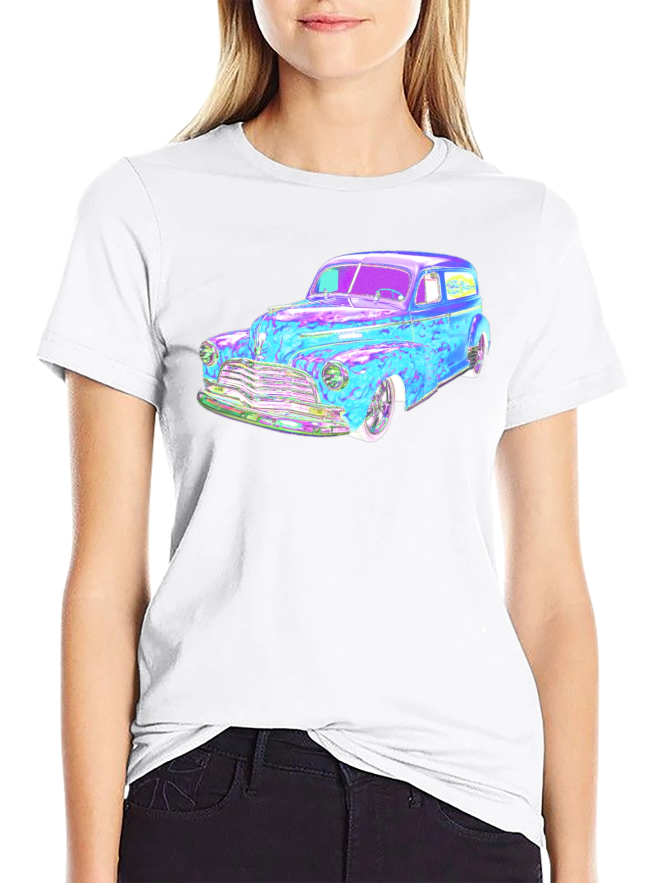 Classic Car Graphic Tee - Black Cotton Blend