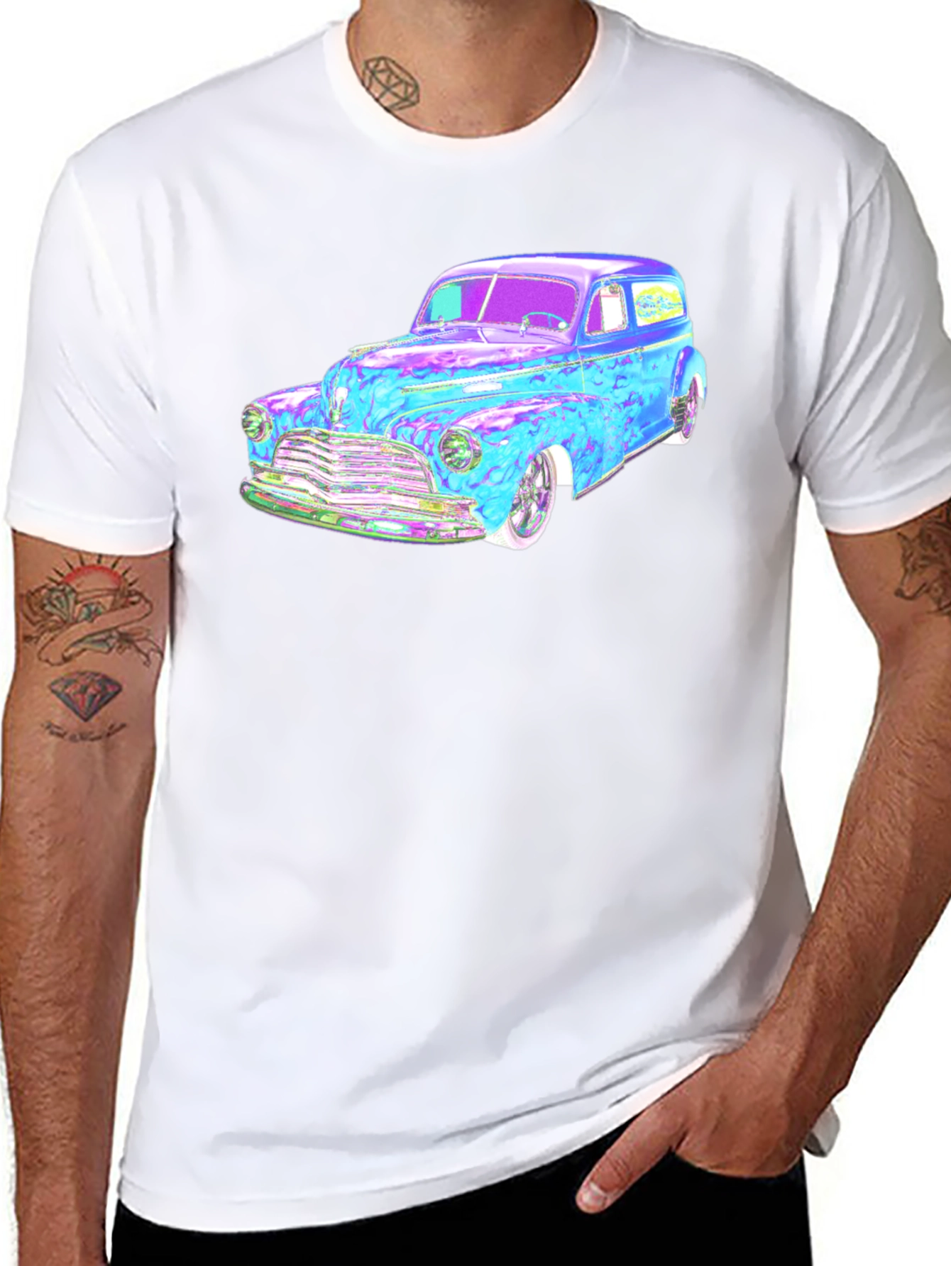 Classic Car Graphic Tee - Black Cotton Blend