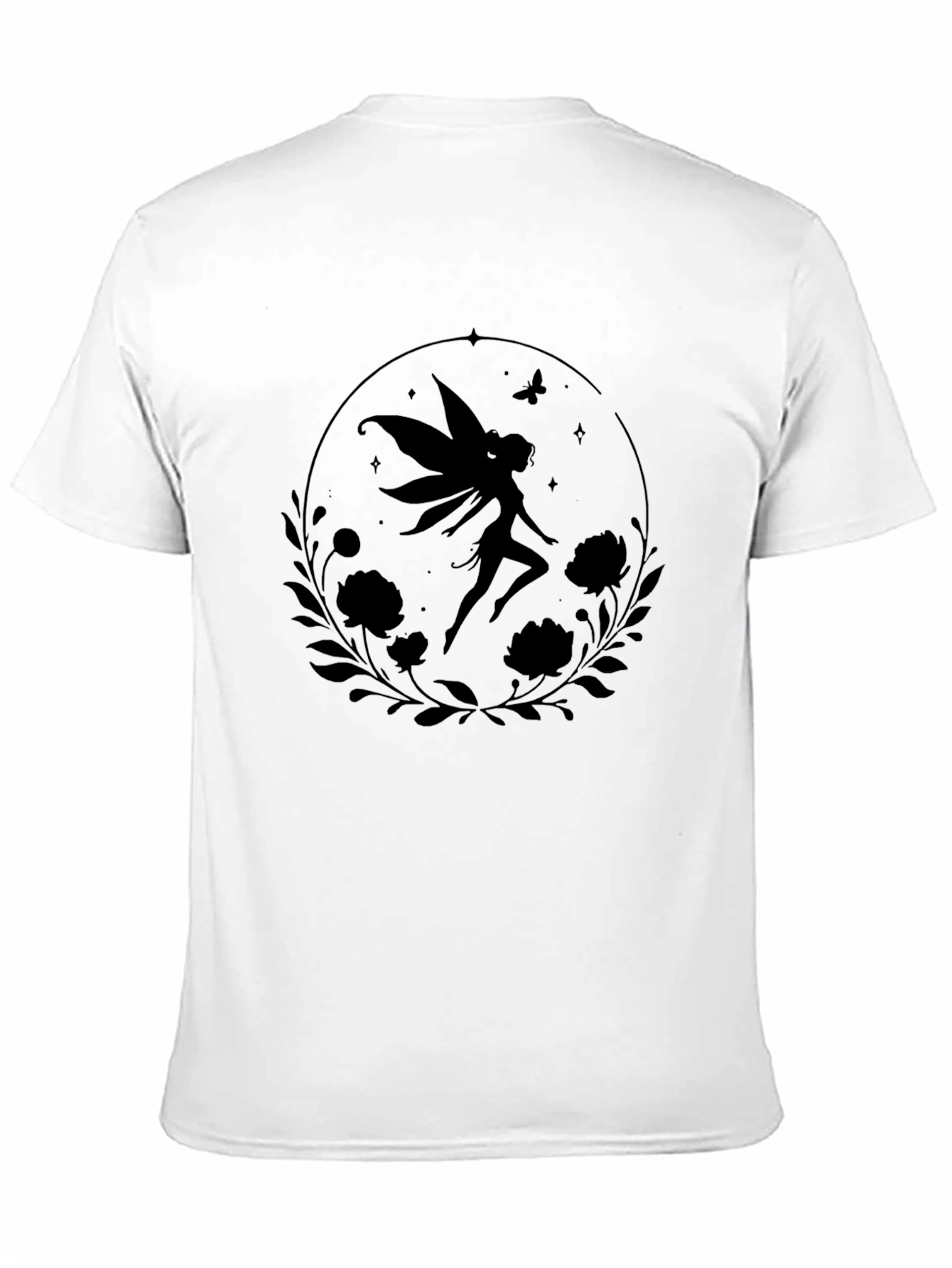 Fairy Silhouette Graphic Tee - Black Cotton Blend