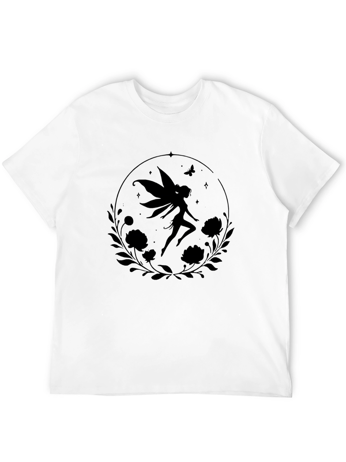 Fairy Silhouette Graphic Tee - Black Cotton Blend