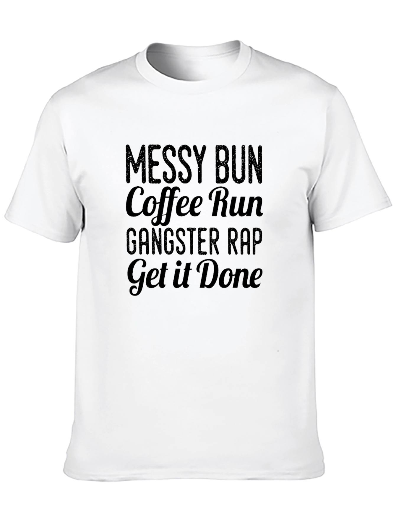 Messy Bun Coffee Run T-Shirt - Black Graphic Tee
