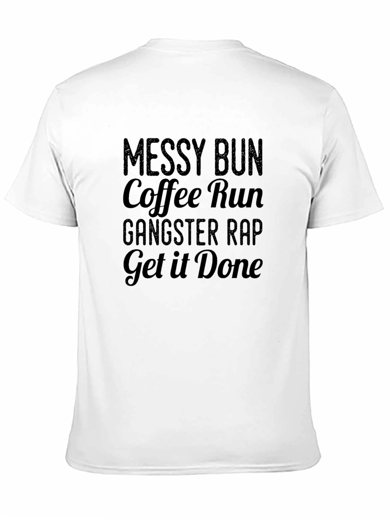 Messy Bun Coffee Run T-Shirt - Black Graphic Tee