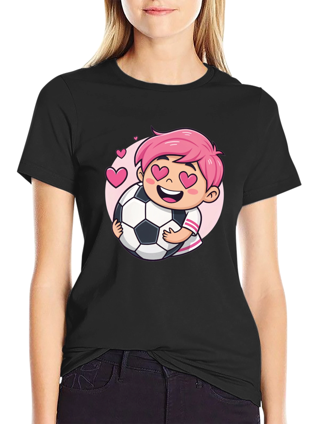Boy Soccer Love Black T-Shirt