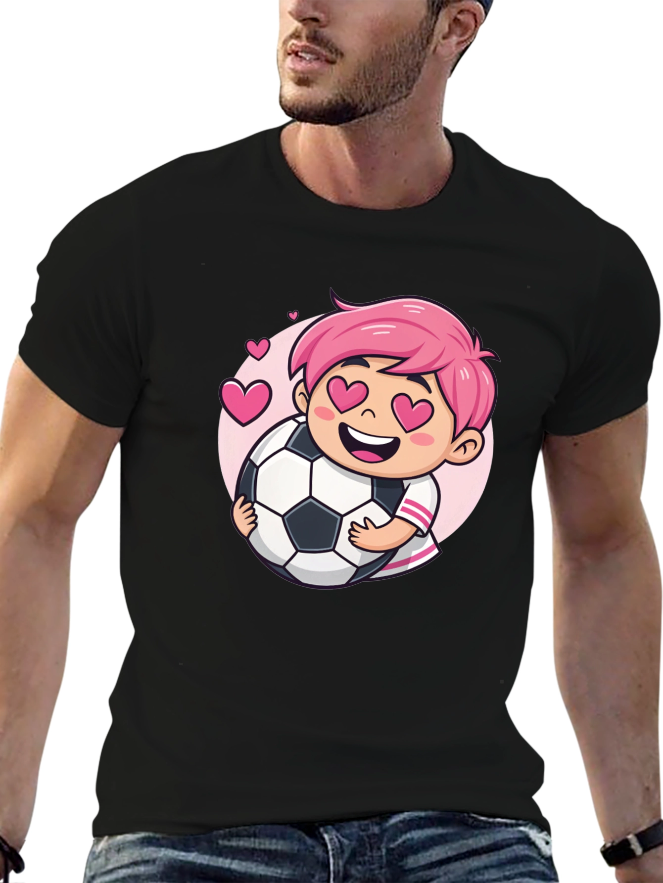 Boy Soccer Love Black T-Shirt