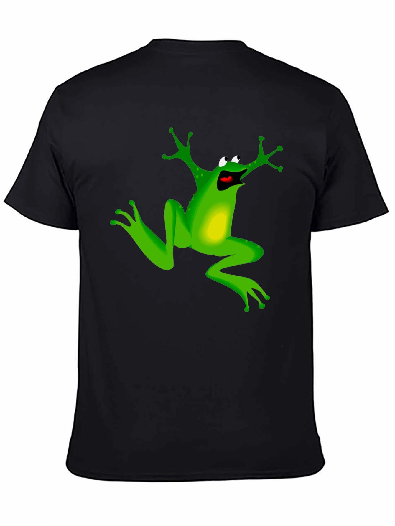 Frog Cartoon Graphic Print Black T-Shirt